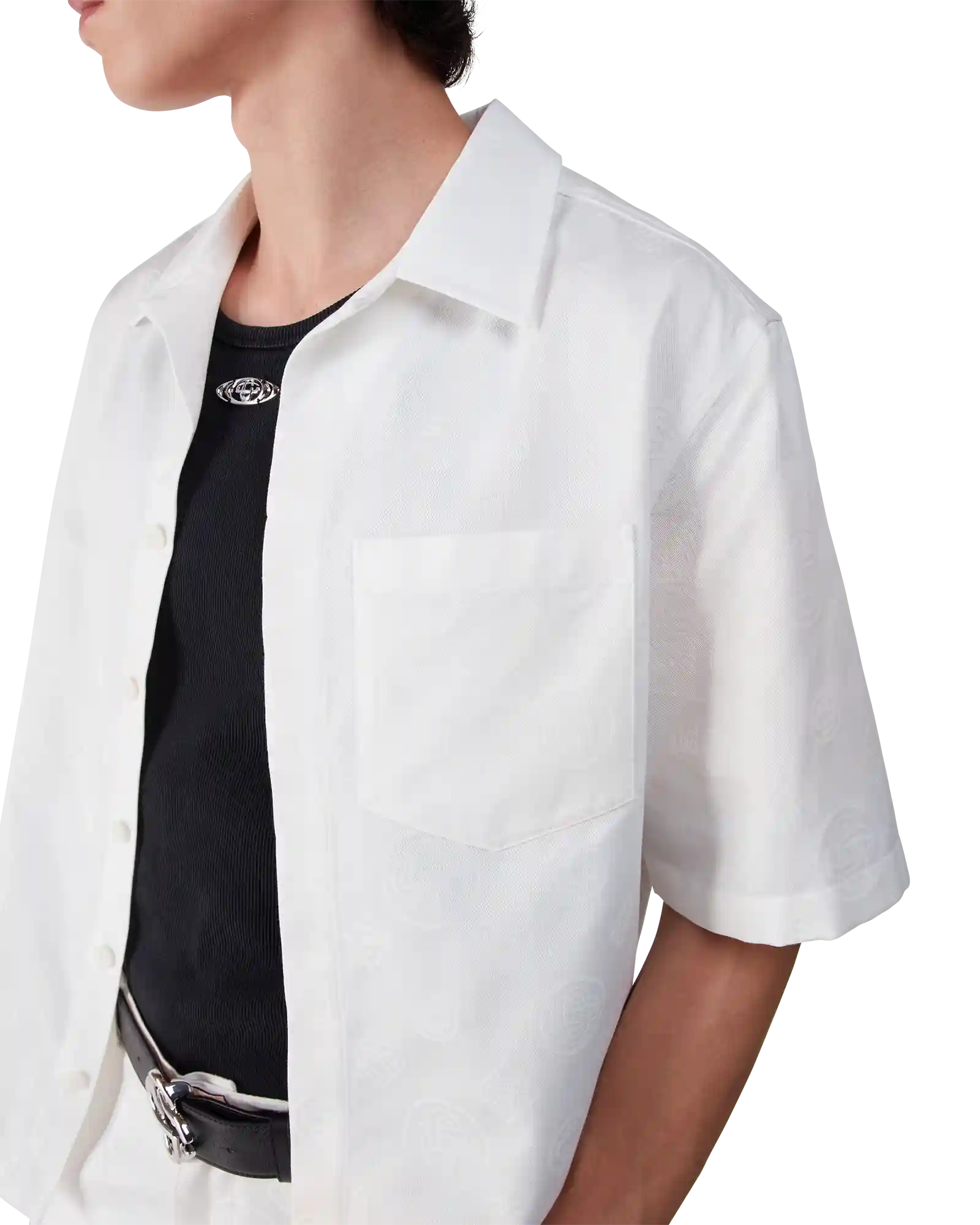 White Monogram Short Sleeve Shirt | Casablanca Paris | Image 5