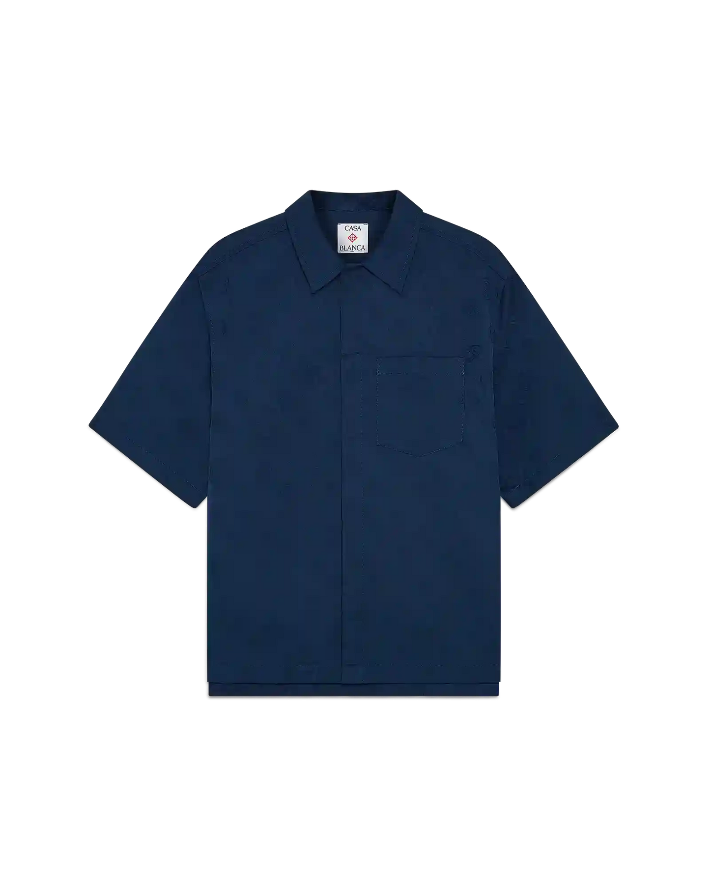 Navy Monogram Short Sleeve Shirt | Casablanca Paris | Image 1