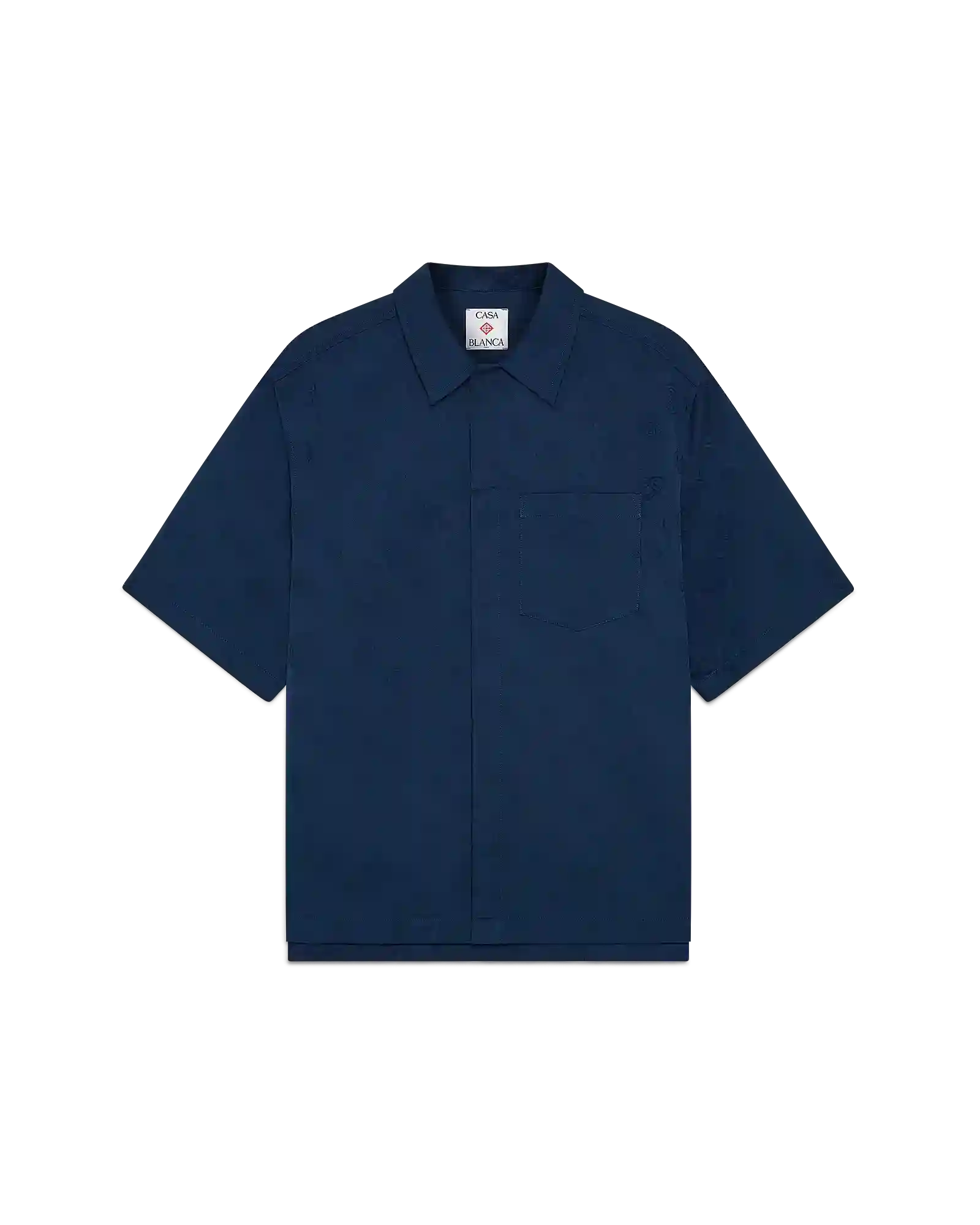 Navy Monogram Short Sleeve Shirt | Casablanca Paris | Image 1