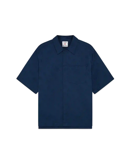 Navy Monogram Short Sleeve Shirt | Casablanca Paris | Image 1