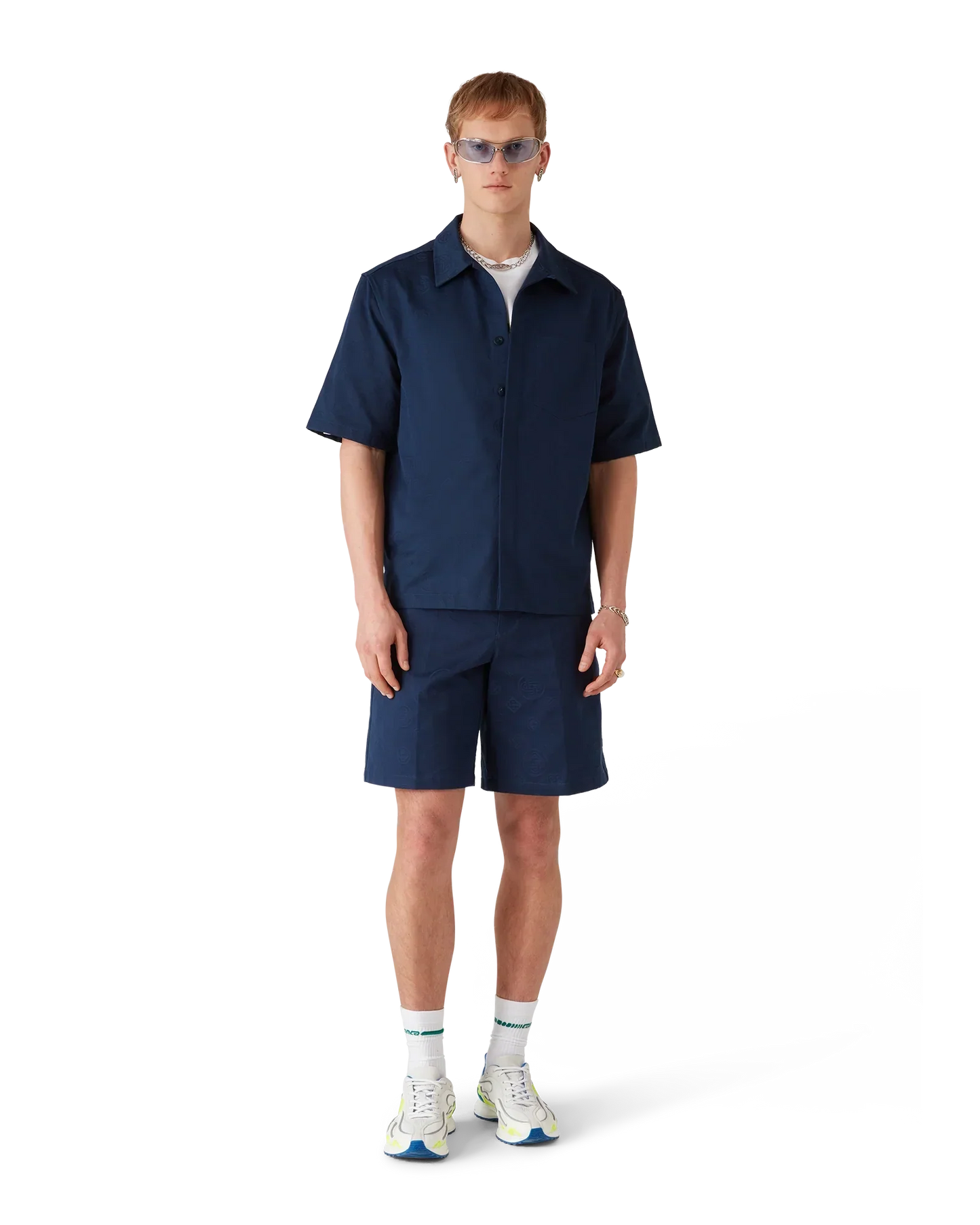 Navy Monogram Short Sleeve Shirt | Casablanca Paris | Image 2