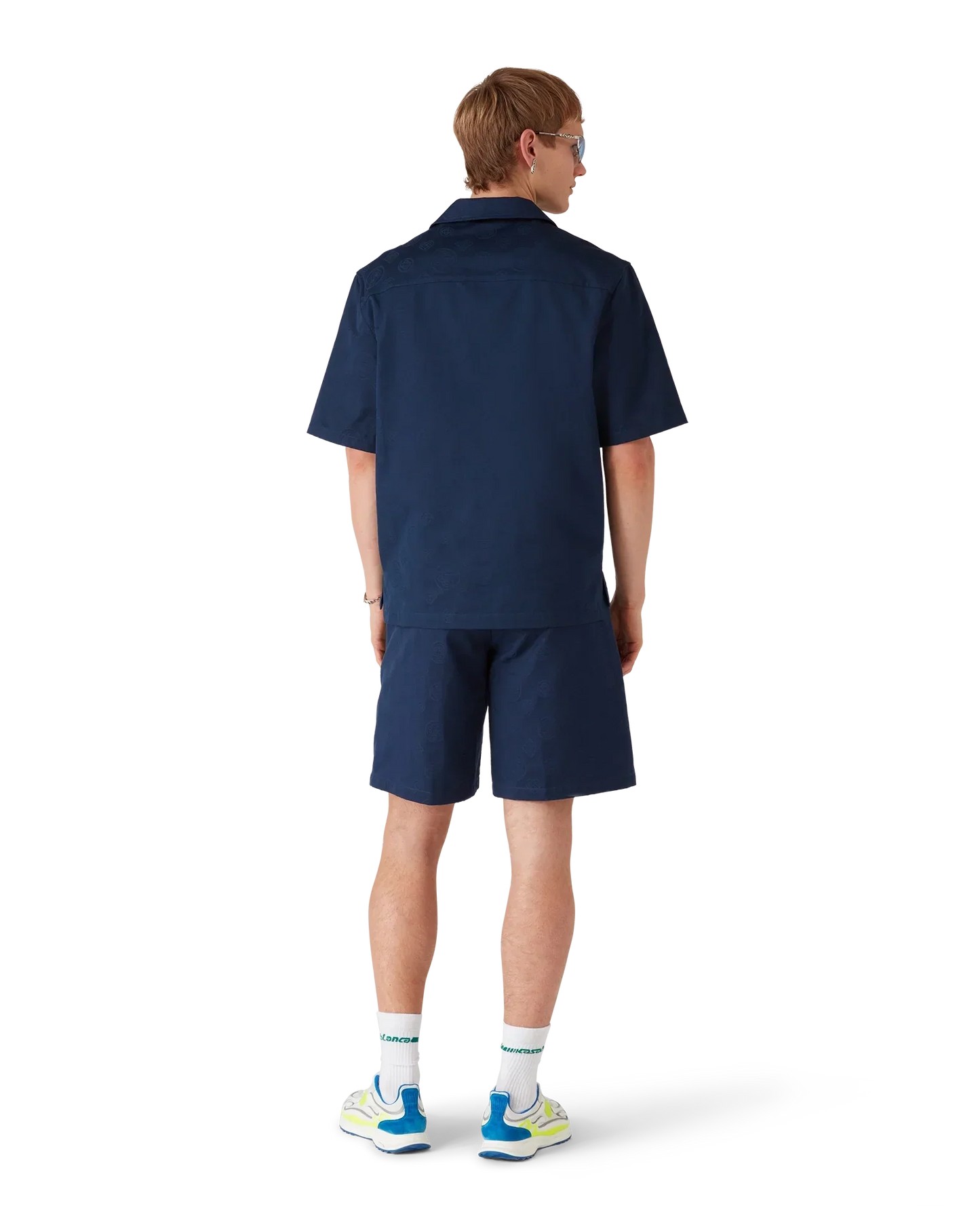 Navy Monogram Short Sleeve Shirt | Casablanca Paris | Image 3