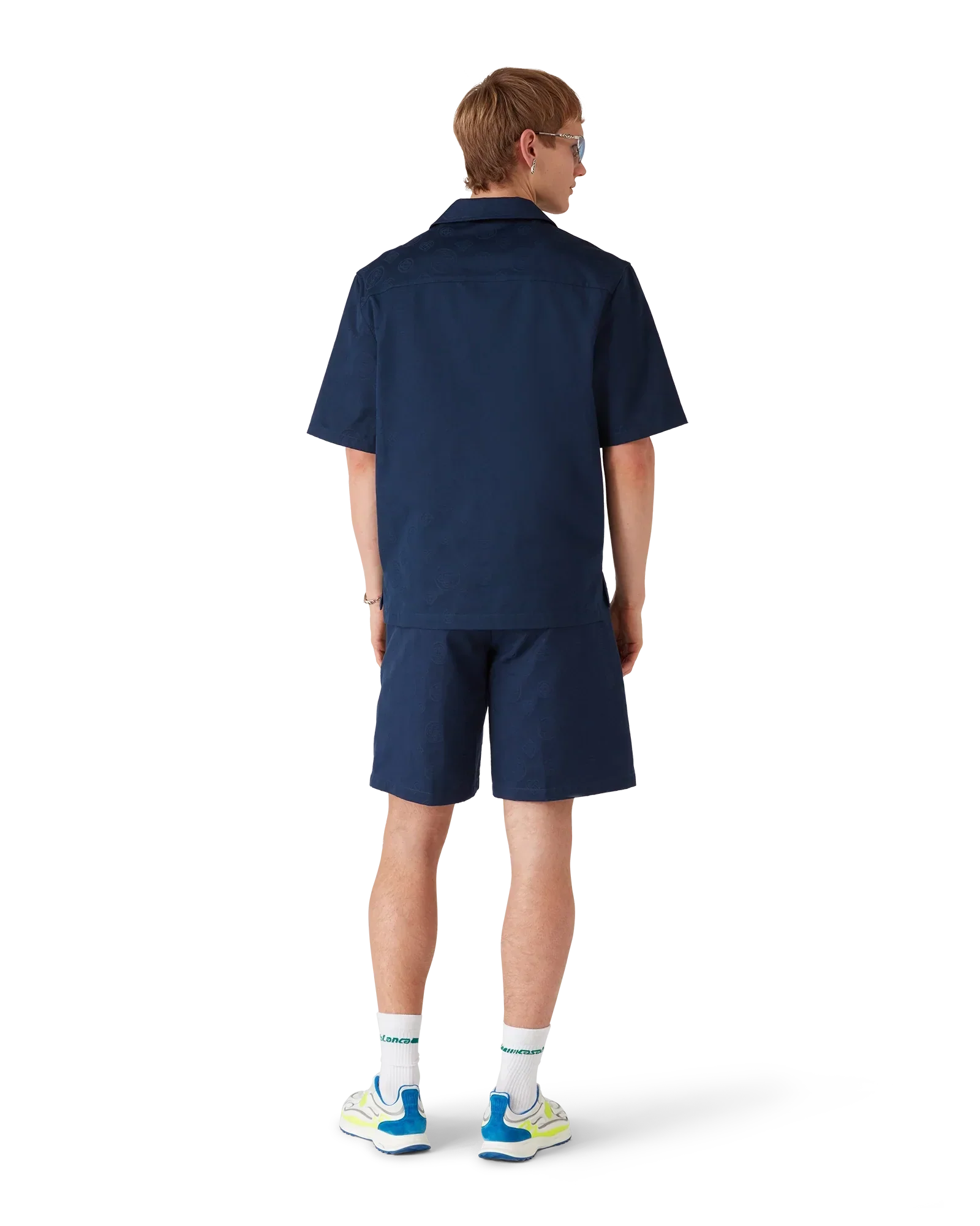 Navy Monogram Short Sleeve Shirt | Casablanca Paris | Image 3