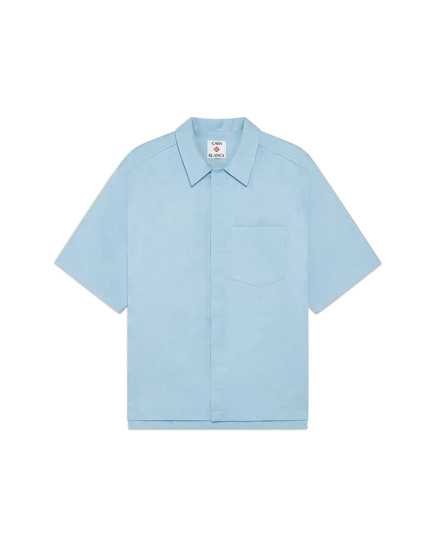 Light Blue Monogram Short Sleeve Shirt | Casablanca Paris | Image 1