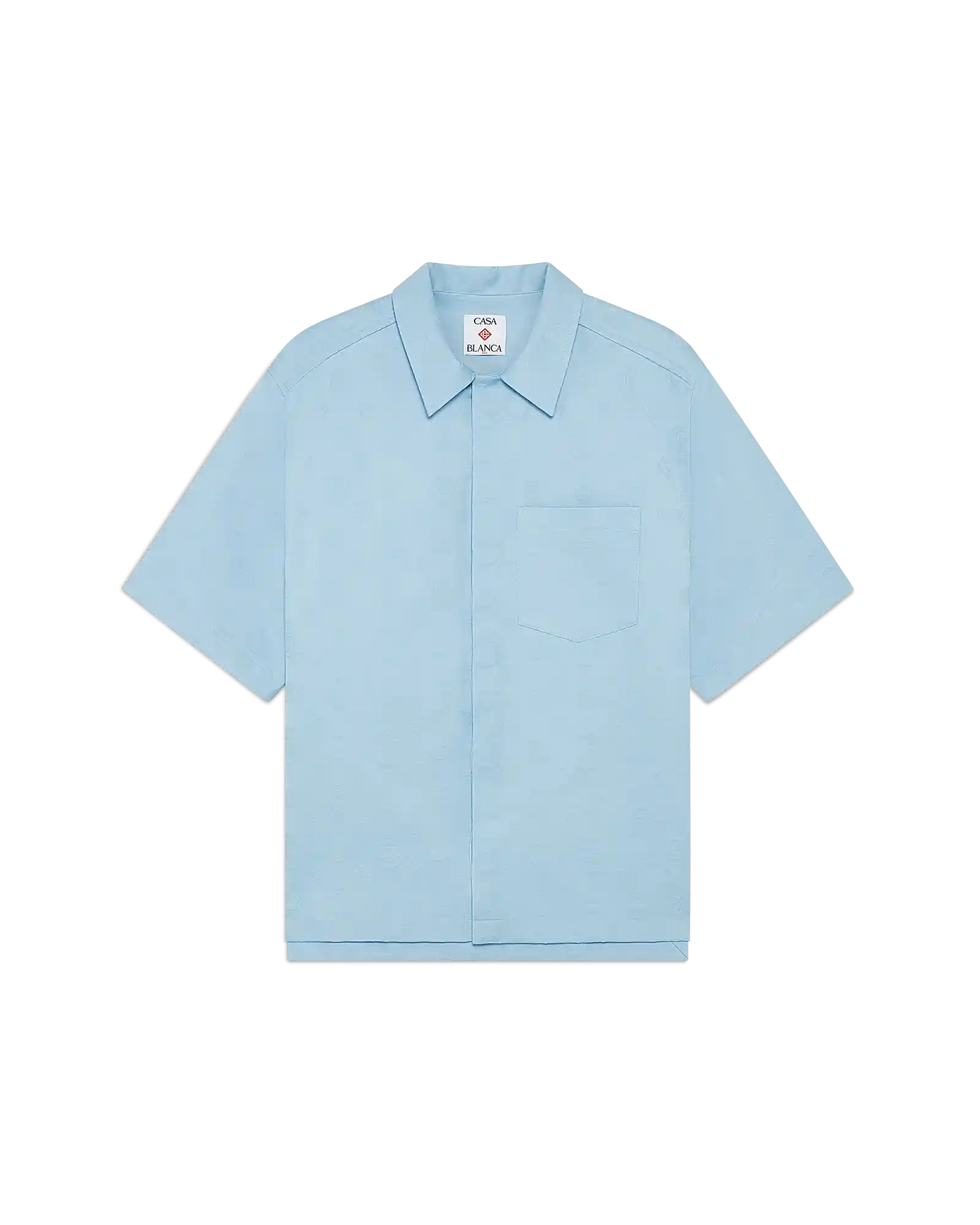 Light Blue Monogram Short Sleeve Shirt | Casablanca Paris | Image 1