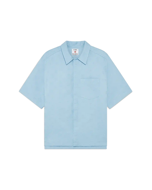 Light Blue Monogram Short Sleeve Shirt | Casablanca Paris | Image 1