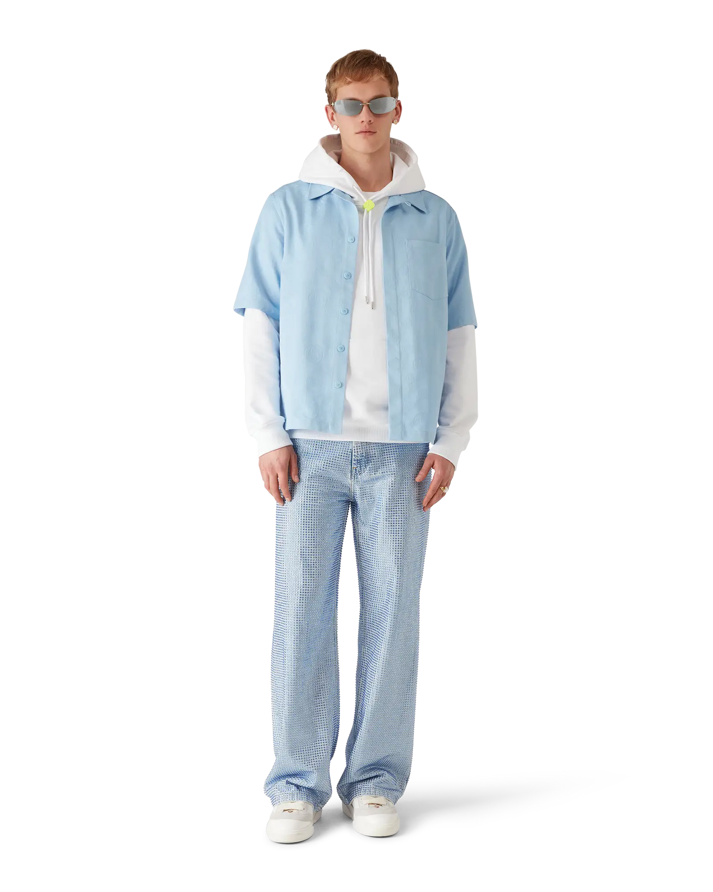 Light Blue Monogram Short Sleeve Shirt | Casablanca Paris | Image 2