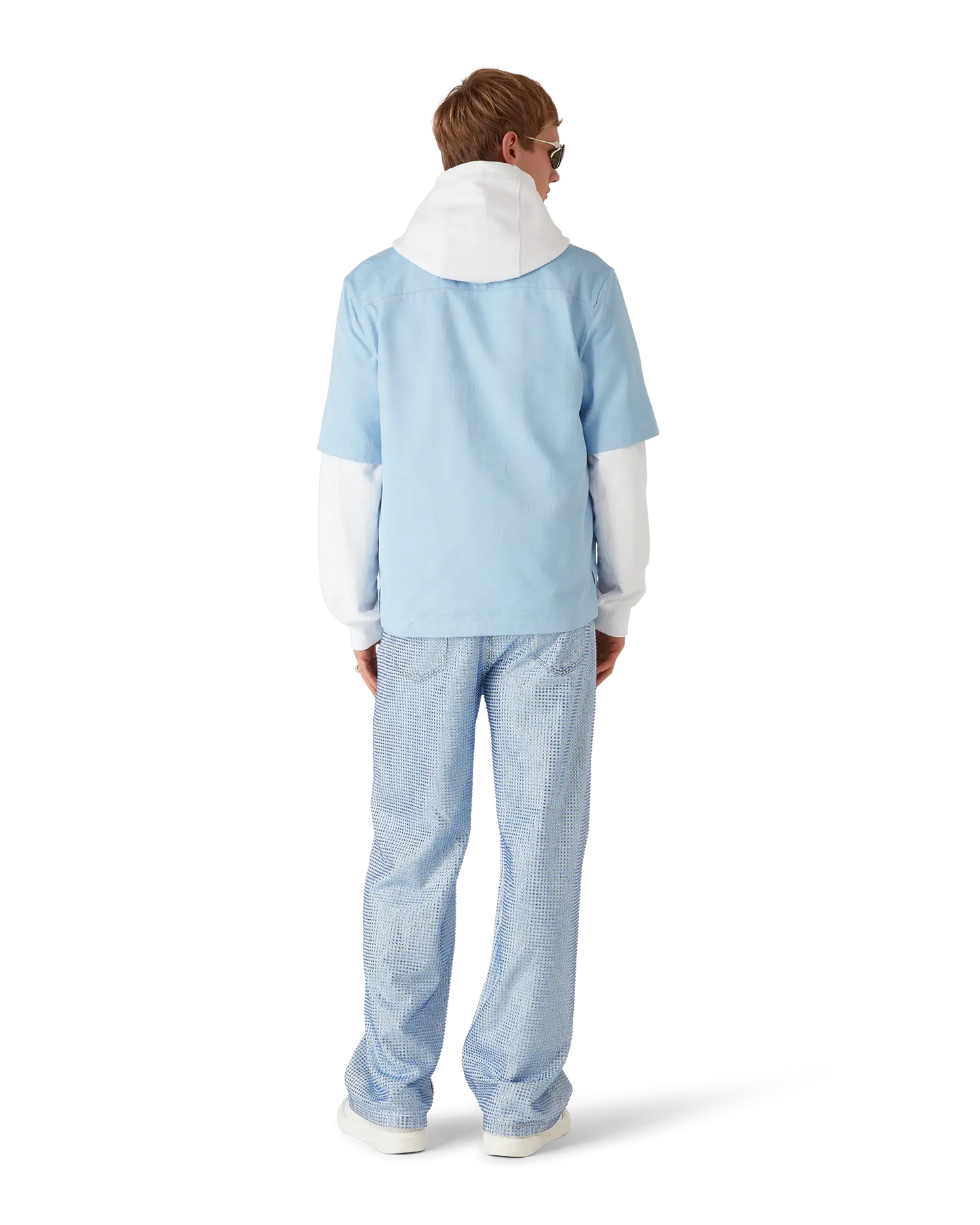 Light Blue Monogram Short Sleeve Shirt | Casablanca Paris | Image 3
