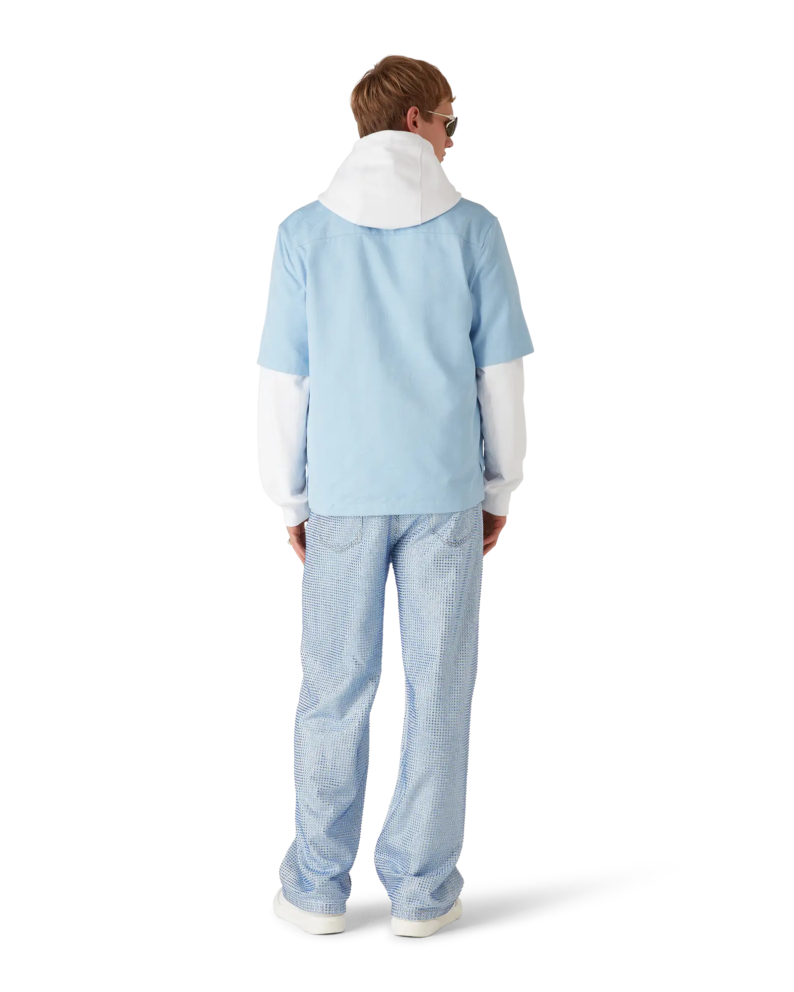 Light Blue Monogram Short Sleeve Shirt | Casablanca Paris | Image 3