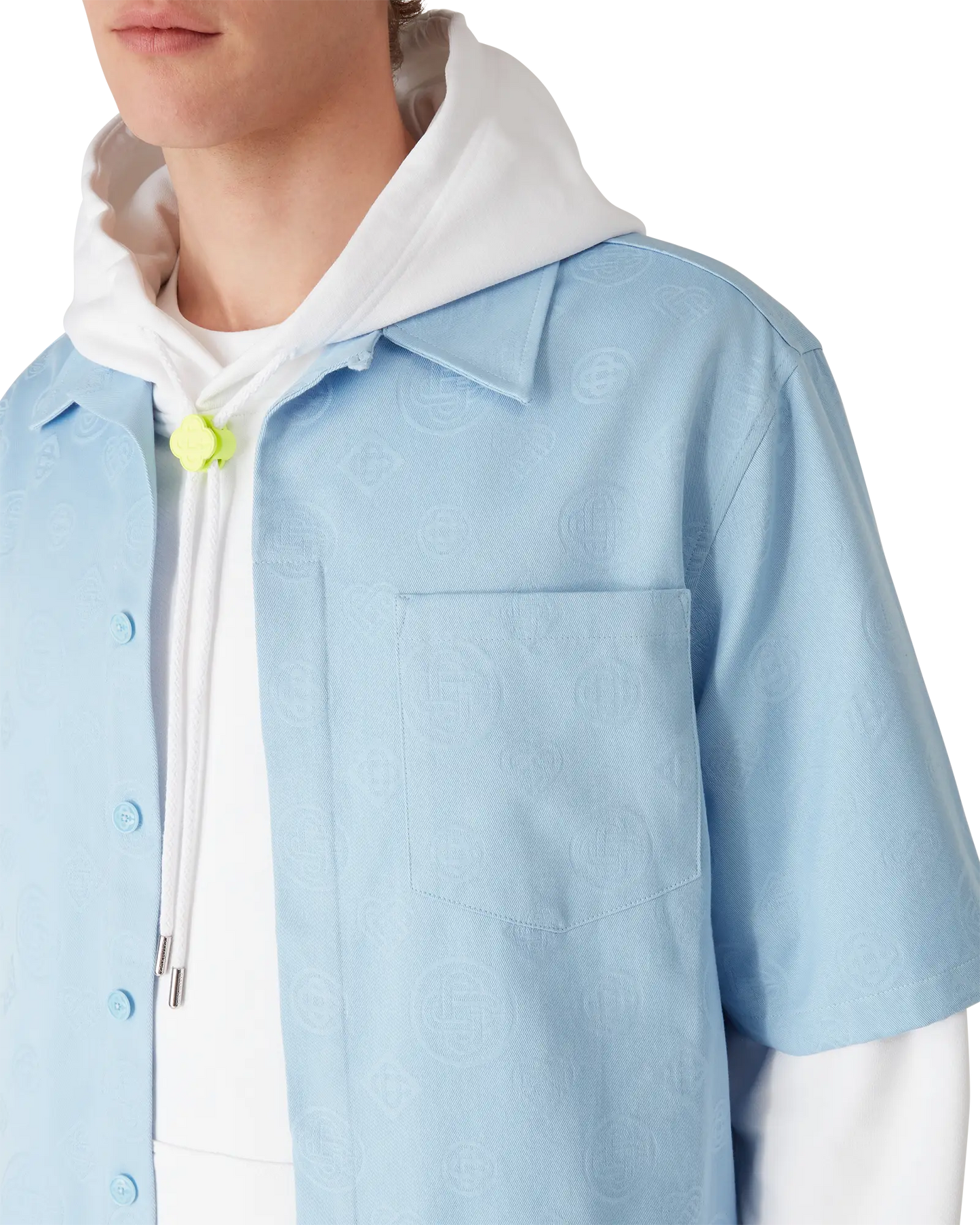 Light Blue Monogram Short Sleeve Shirt | Casablanca Paris | Image 5
