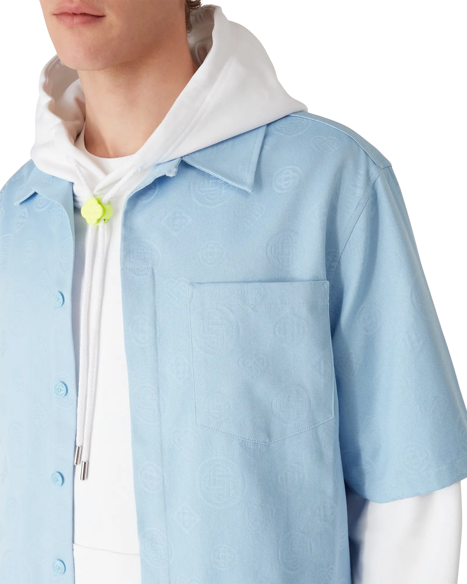 Light Blue Monogram Short Sleeve Shirt | Casablanca Paris | Image 5