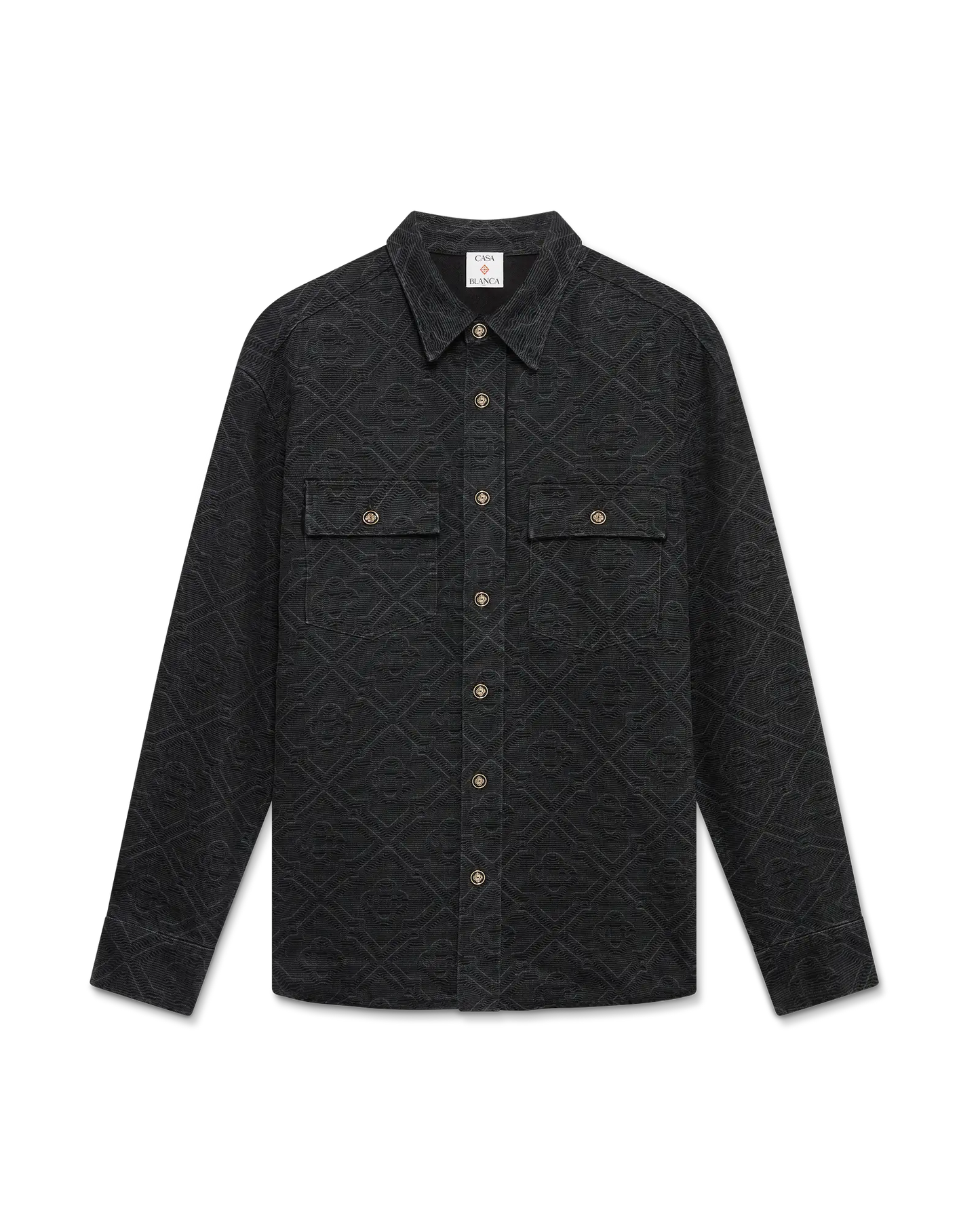 Black Laser Long Sleeve Denim Shirt | Casablanca Paris | Image 1