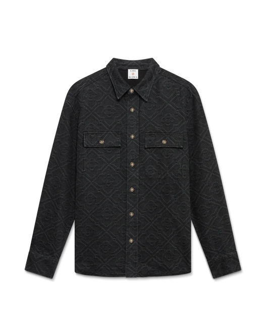 Black Laser Long Sleeve Denim Shirt | Casablanca Paris | Image 1