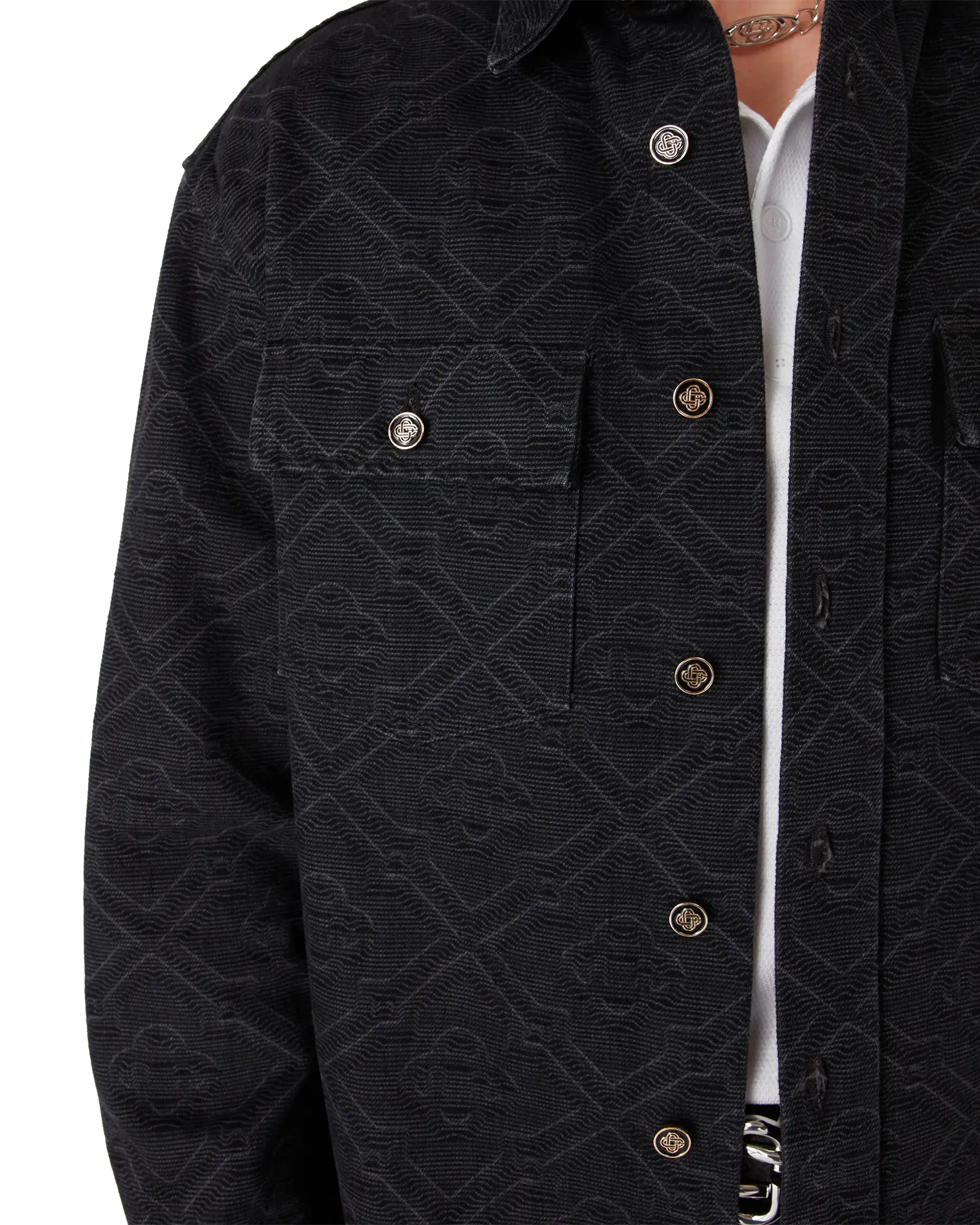 Black Laser Long Sleeve Denim Shirt | Casablanca Paris | Image 5