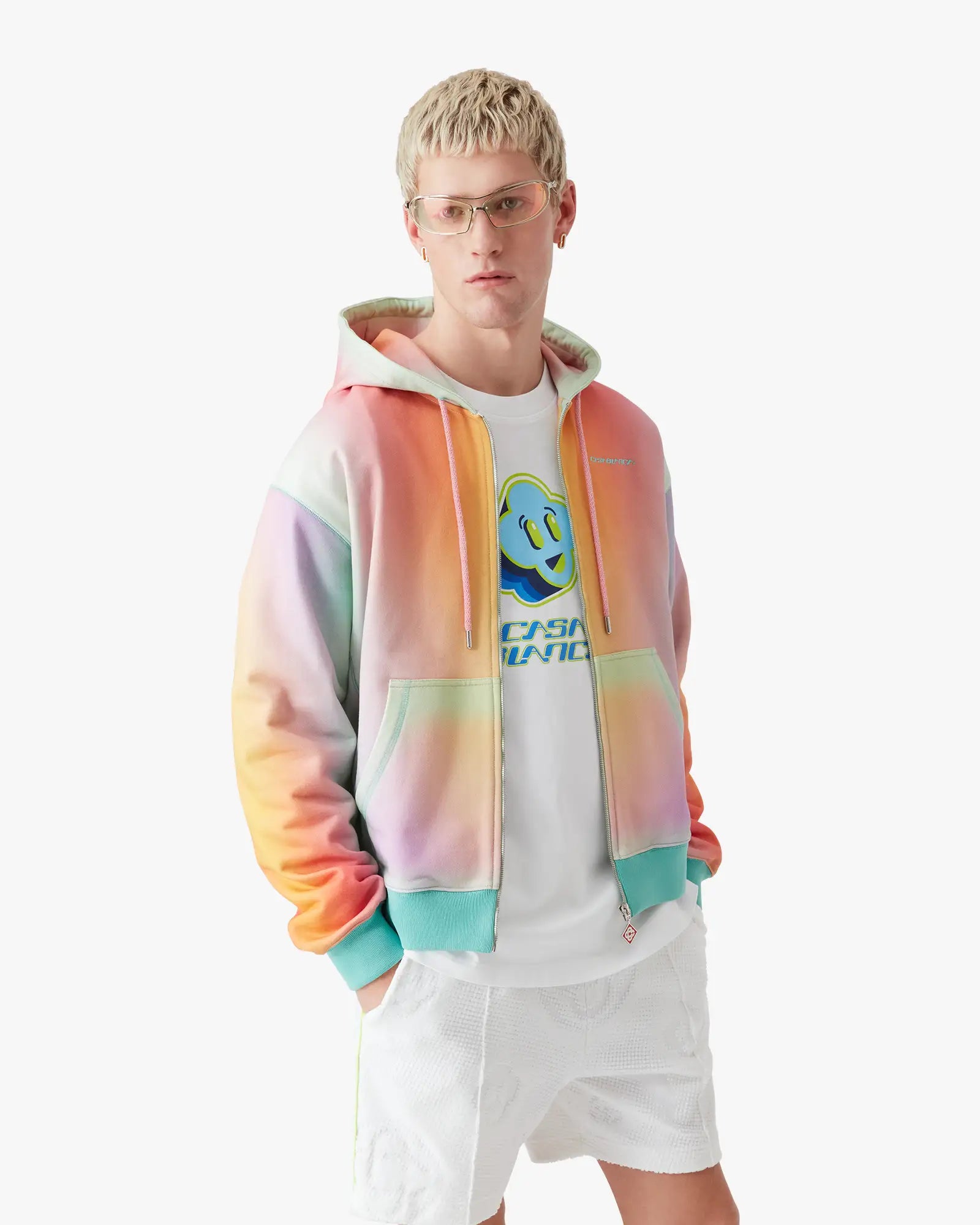 Glass Zip Up Hooded Sweatshirt | Casablanca Paris | Image 4