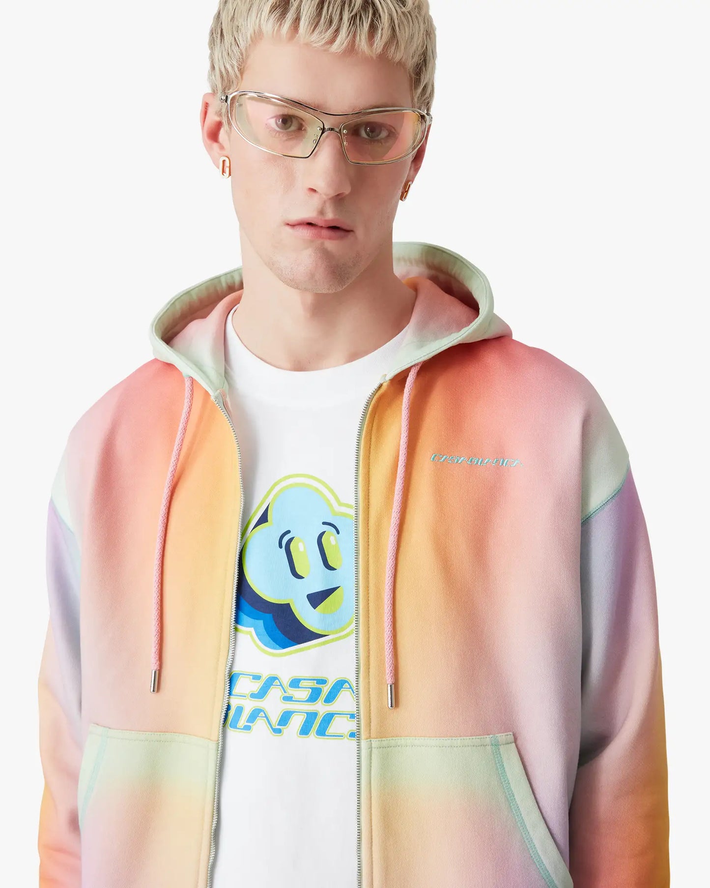 Glass Zip Up Hooded Sweatshirt | Casablanca Paris | Image 5