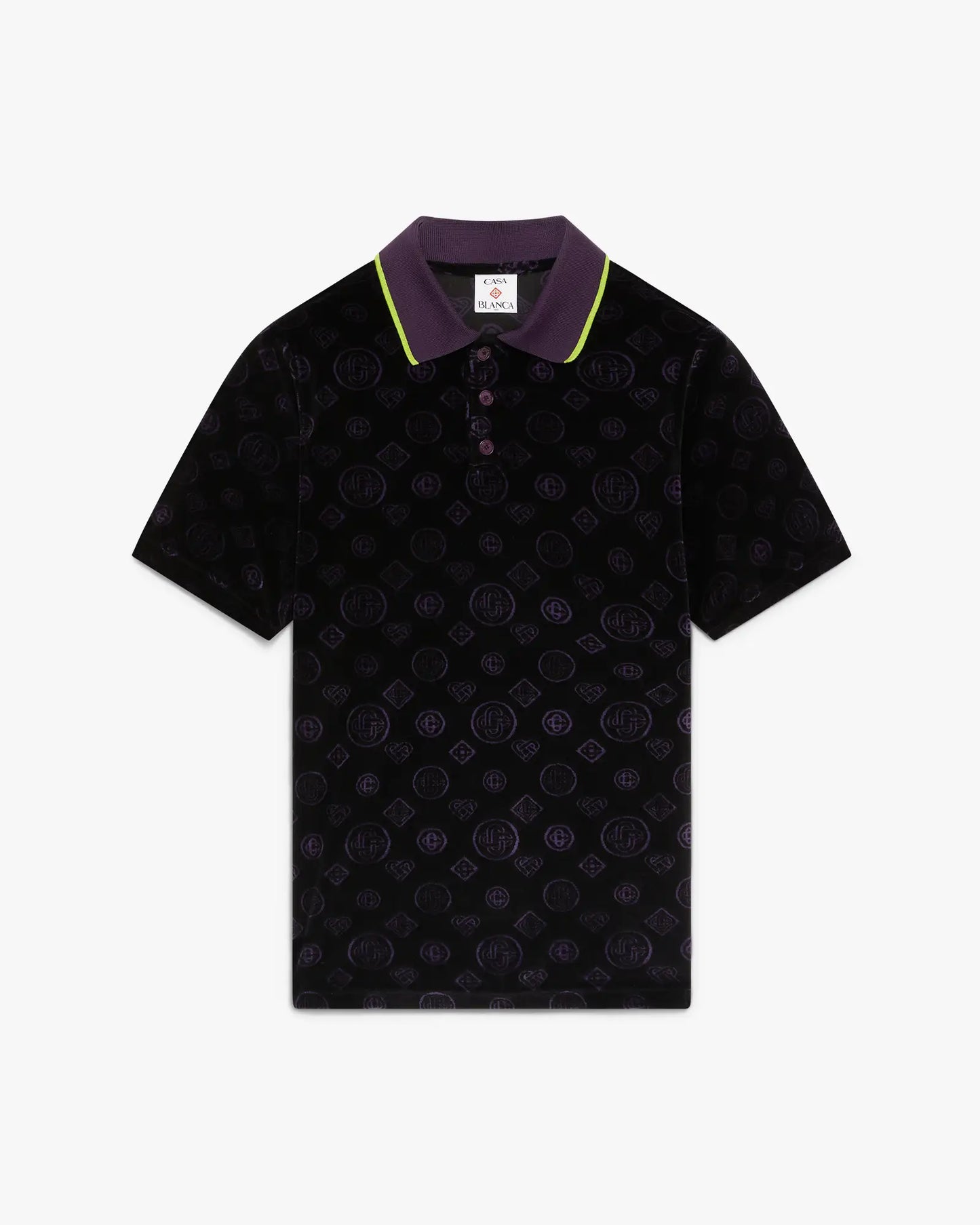 Purple Monogram Velour Polo Shirt | Casablanca Paris | Image 1