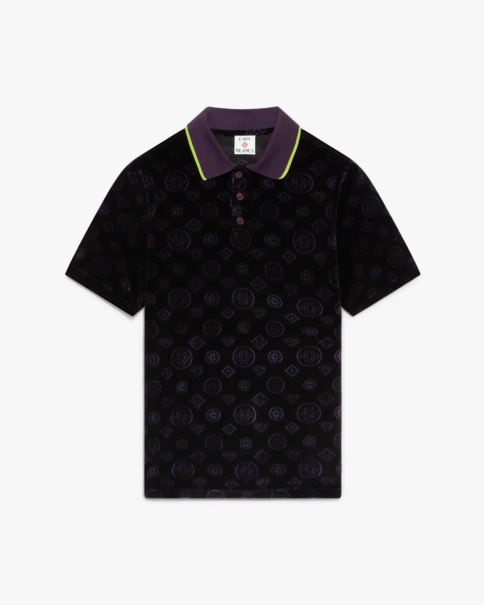 Purple Monogram Velour Polo Shirt | Casablanca Paris | Image 1