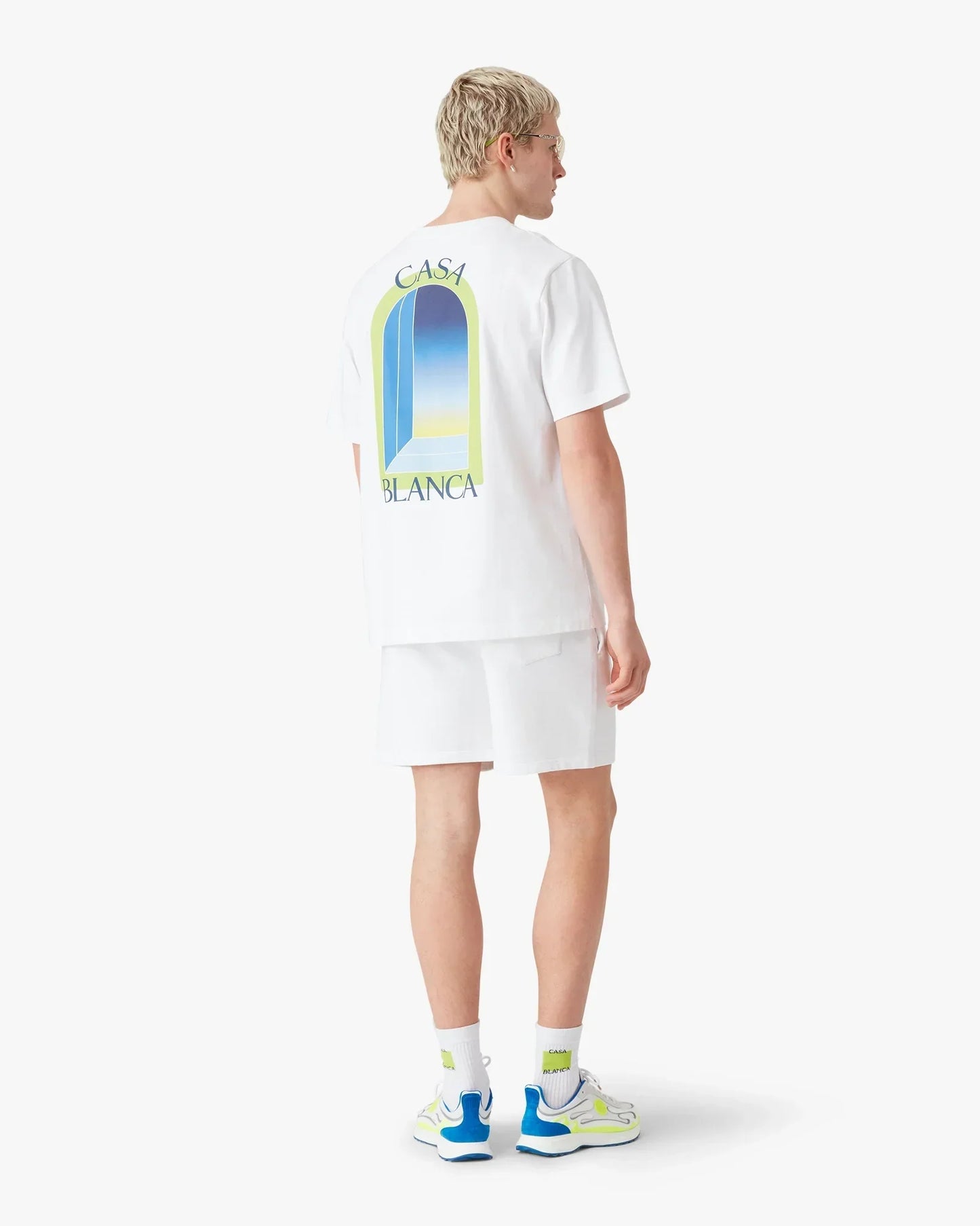 White & Lime L'Arche Sweatshorts | Casablanca Paris | Image 3