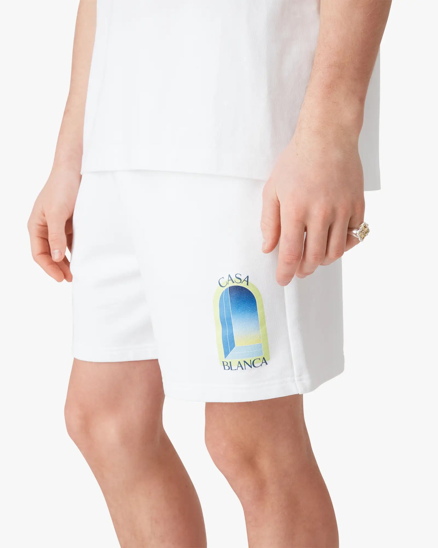 White & Lime L'Arche Sweatshorts | Casablanca Paris | Image 5