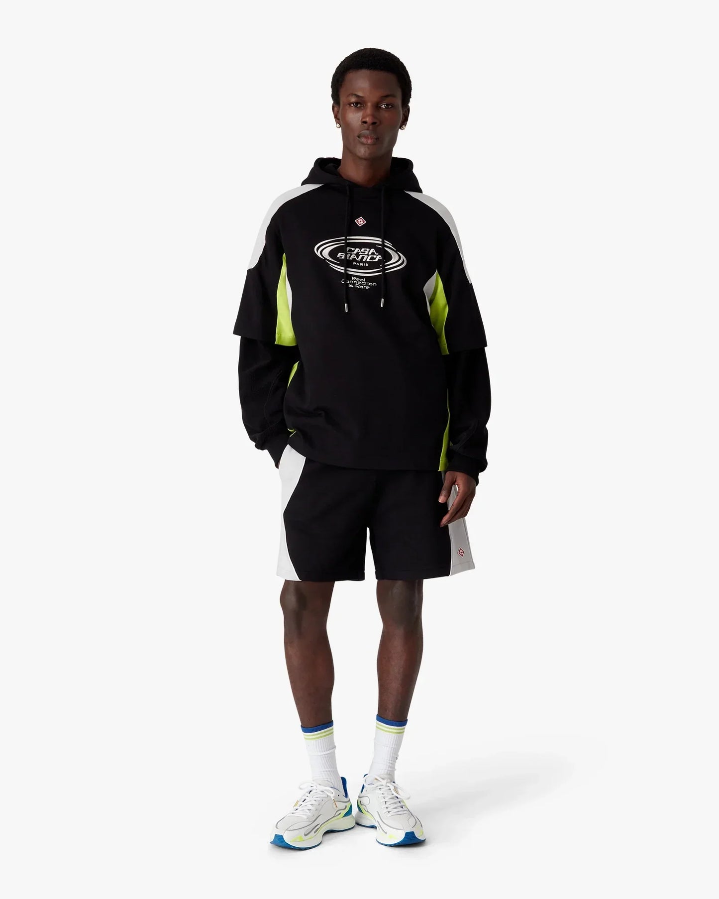 Black & Grey Colourblock Sweatshorts | Casablanca Paris | Image 3