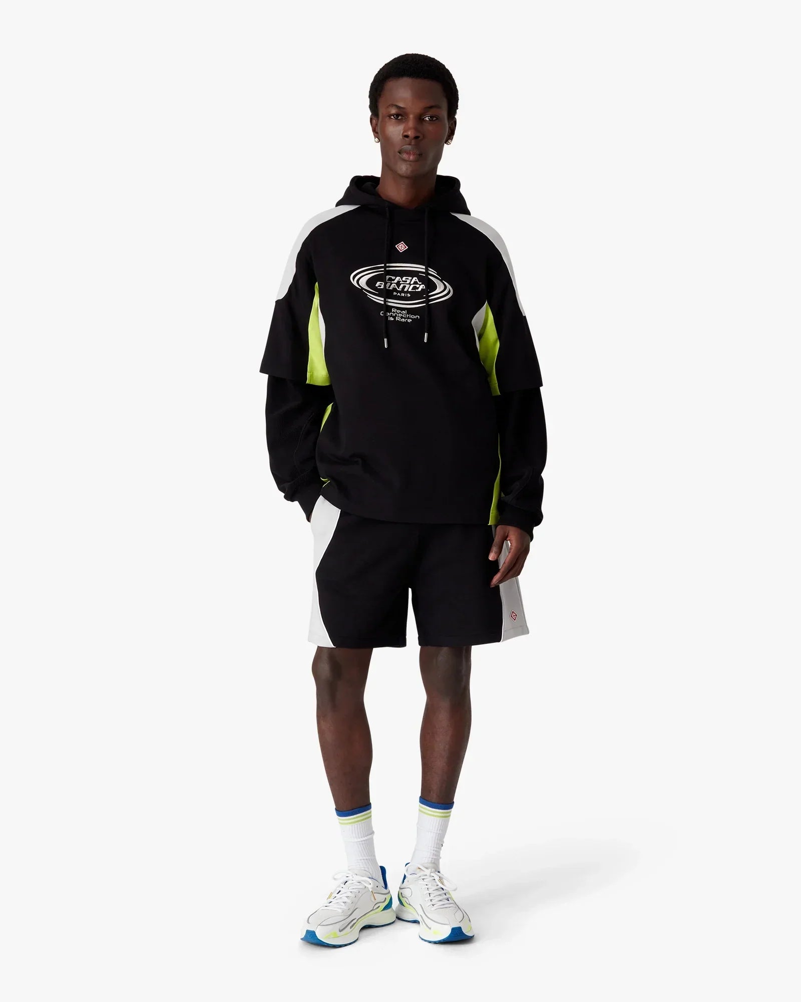 Black & Grey Colourblock Sweatshorts | Casablanca Paris | Image 3