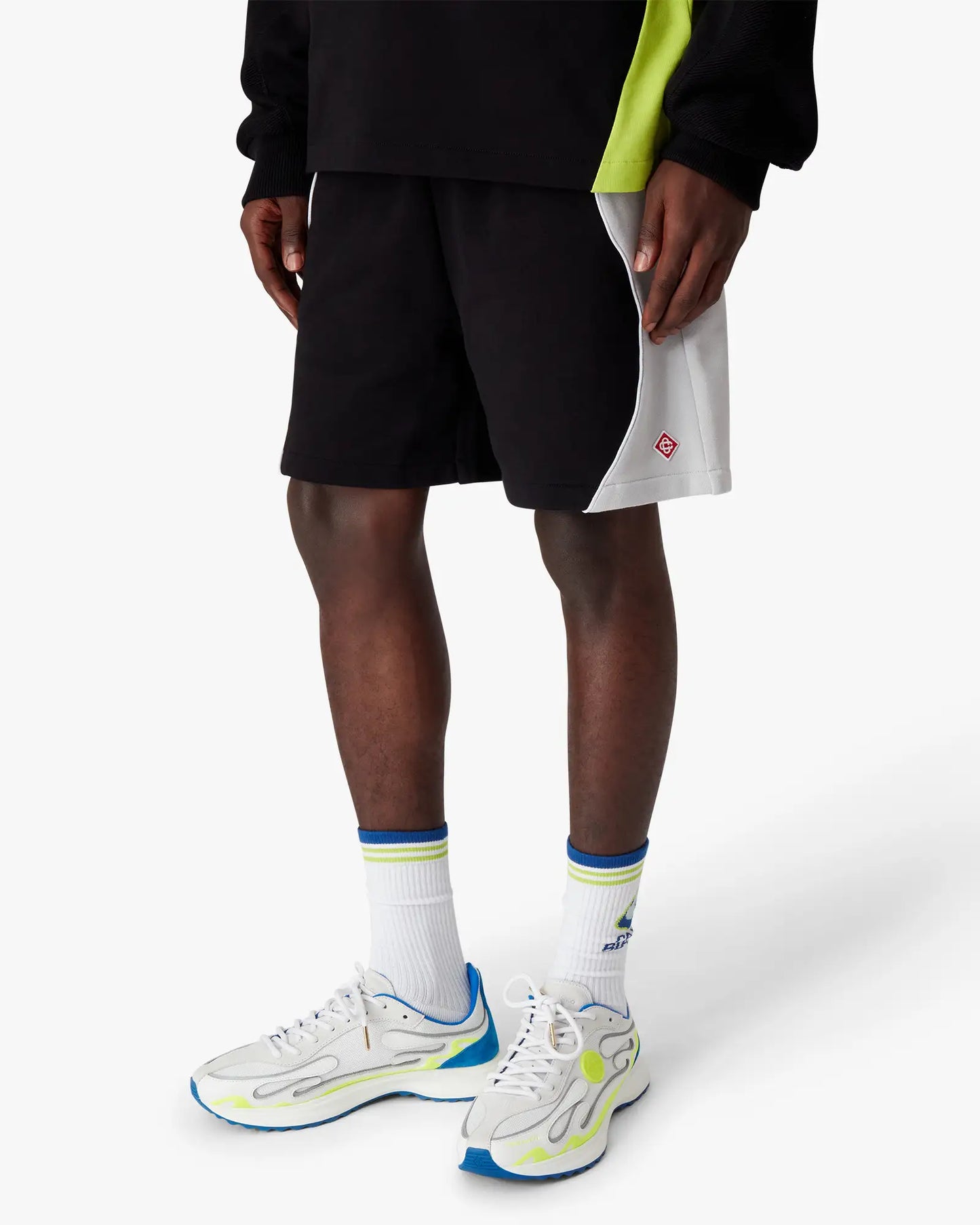 Black & Grey Colourblock Sweatshorts | Casablanca Paris | Image 4