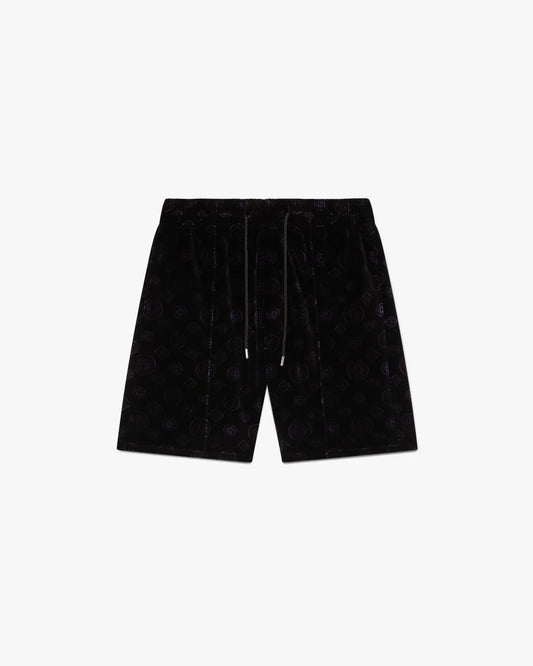 Purple Monogram Velour Shorts | Casablanca Paris | Image 1