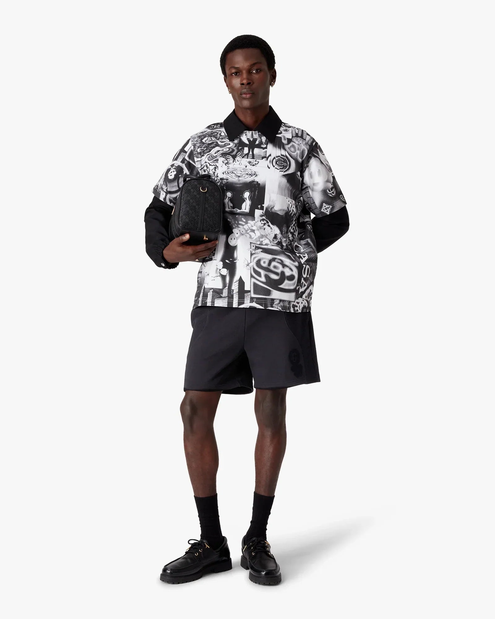 Black Squash Logo Flock Print Sweatshorts | Casablanca Paris | Image 2