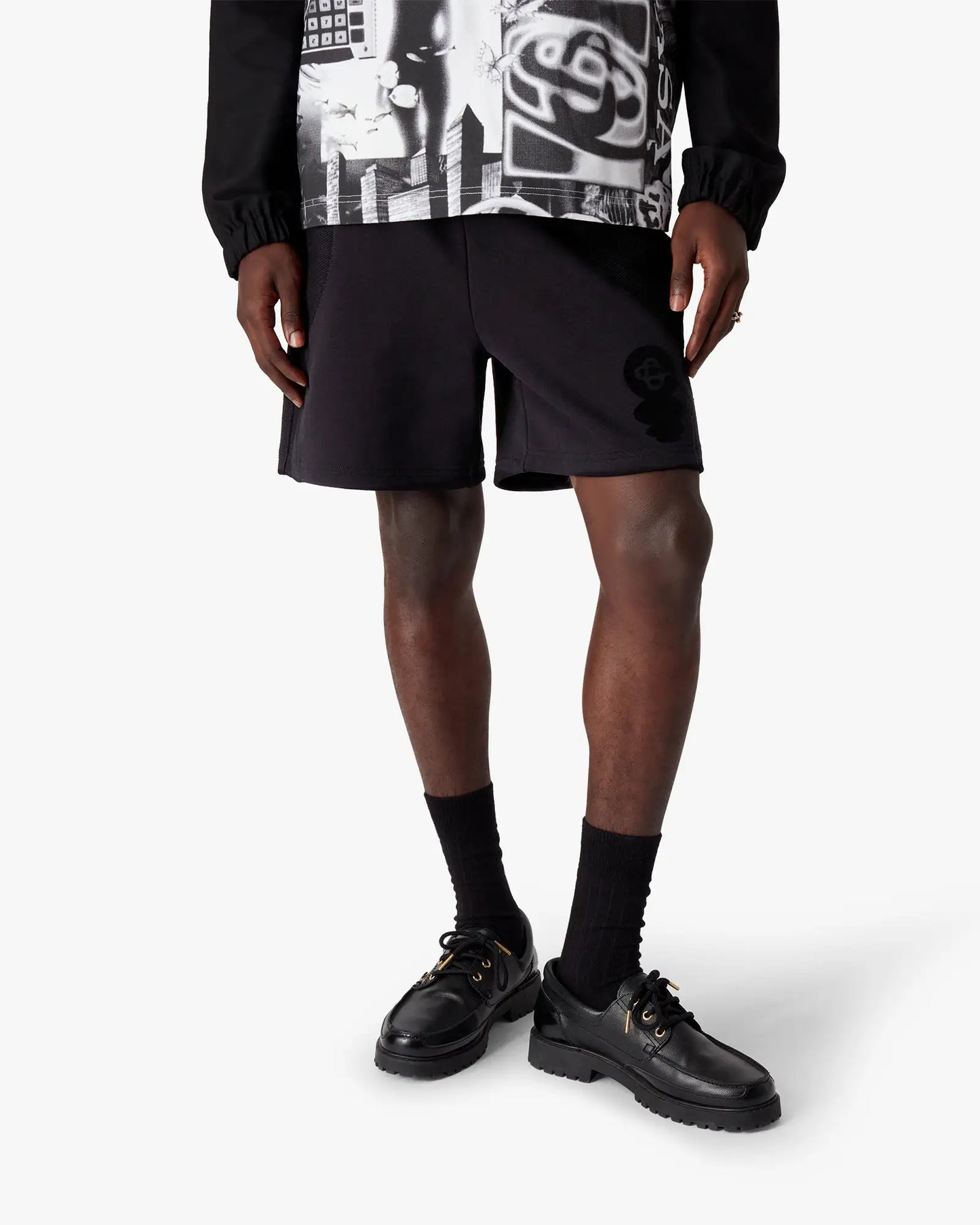 Black Squash Logo Flock Print Sweatshorts | Casablanca Paris | Image 4