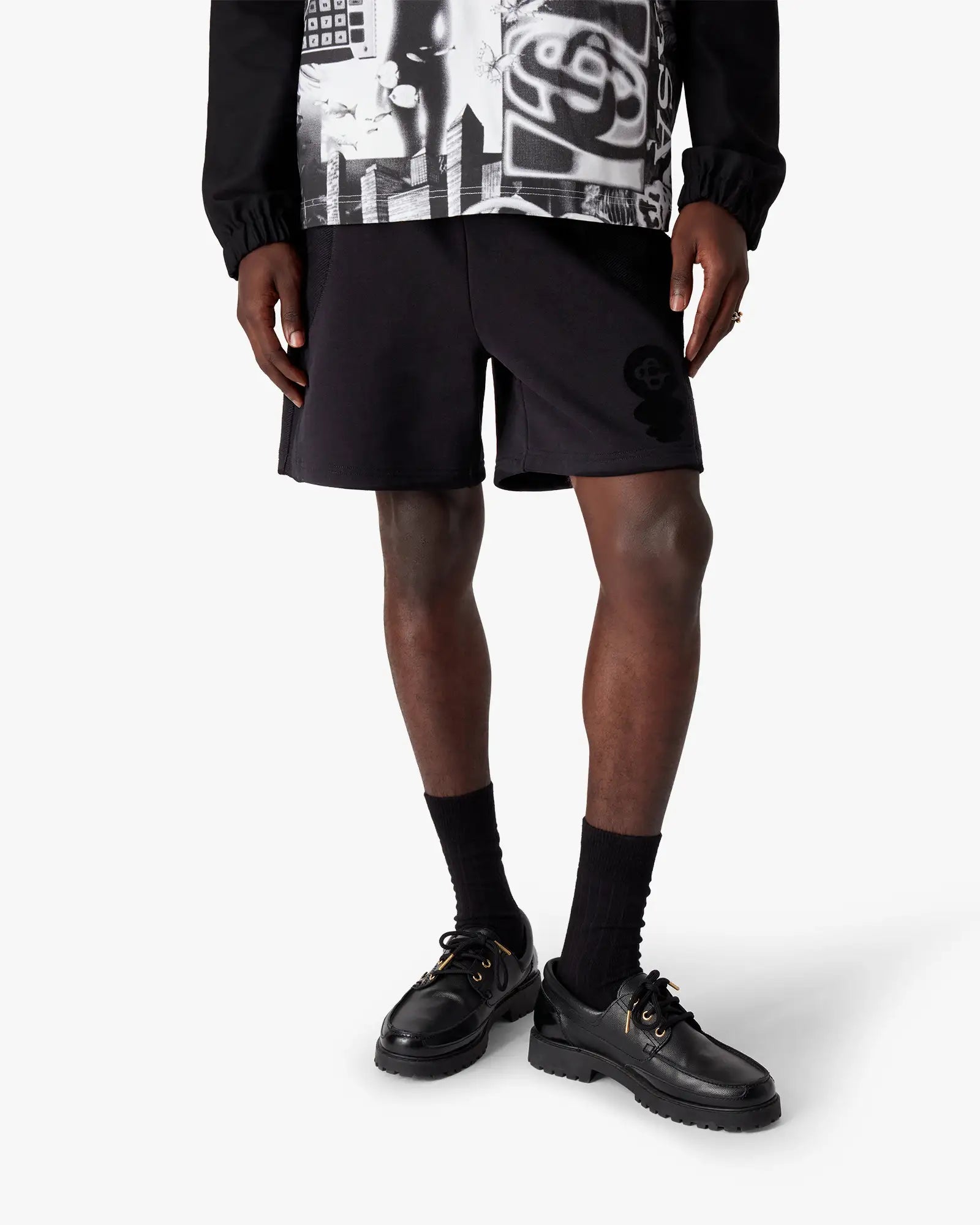 Black Squash Logo Flock Print Sweatshorts | Casablanca Paris | Image 4