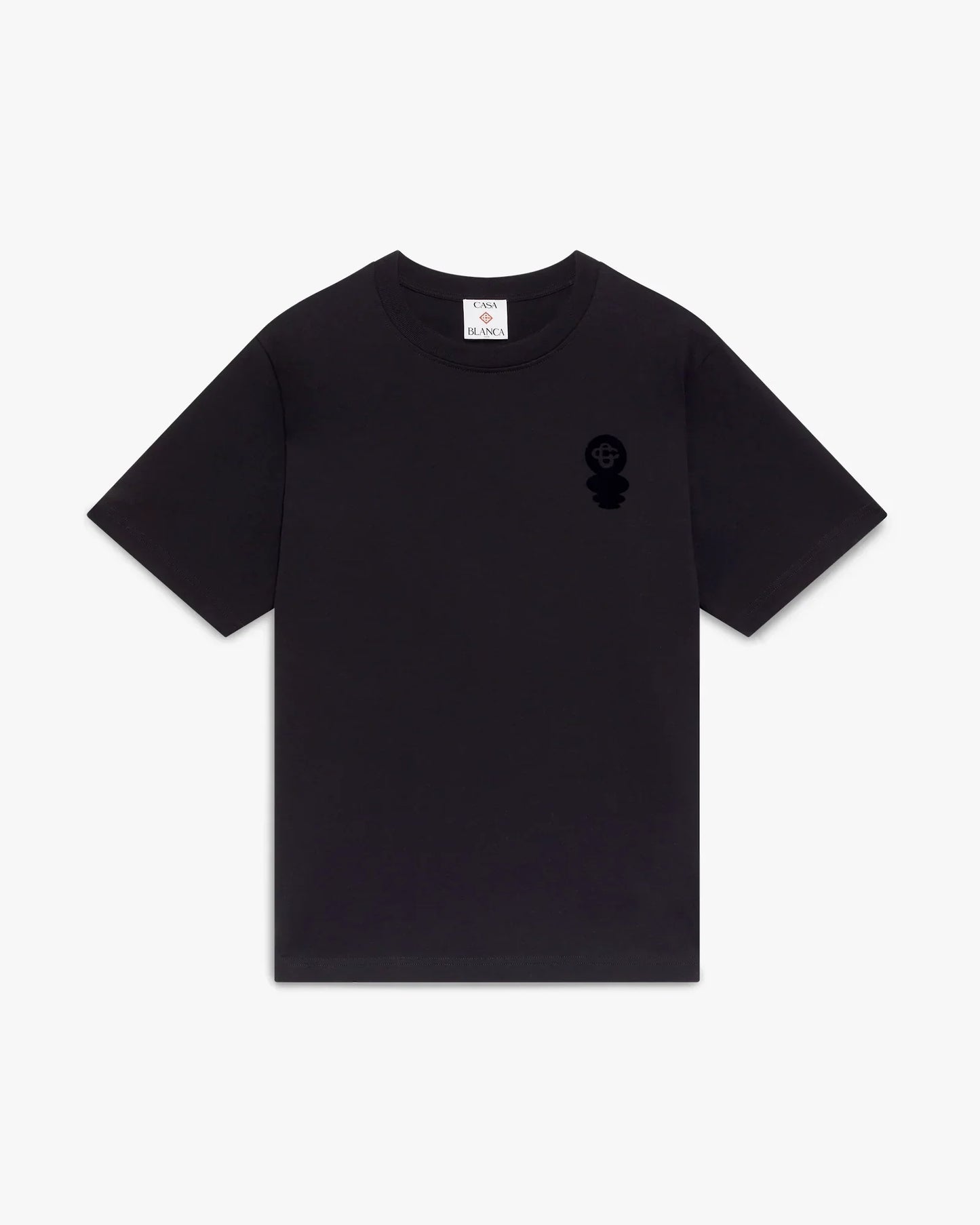 Black Squash Logo Flock Short Sleeve T-Shirt | Casablanca Paris | Image 1