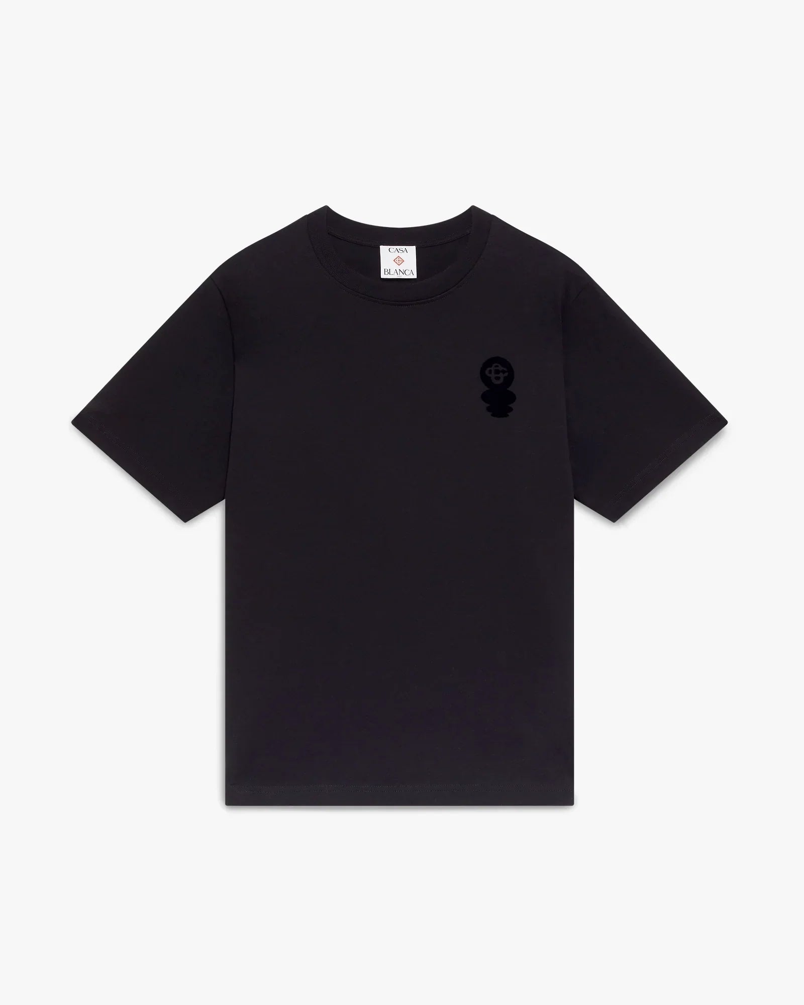 Black Squash Logo Flock Short Sleeve T-Shirt | Casablanca Paris | Image 1
