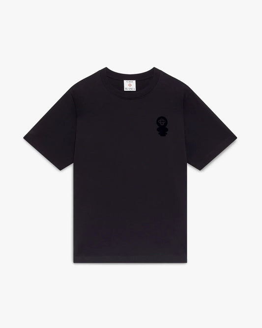 Black Squash Logo Flock Short Sleeve T-Shirt | Casablanca Paris | Image 1