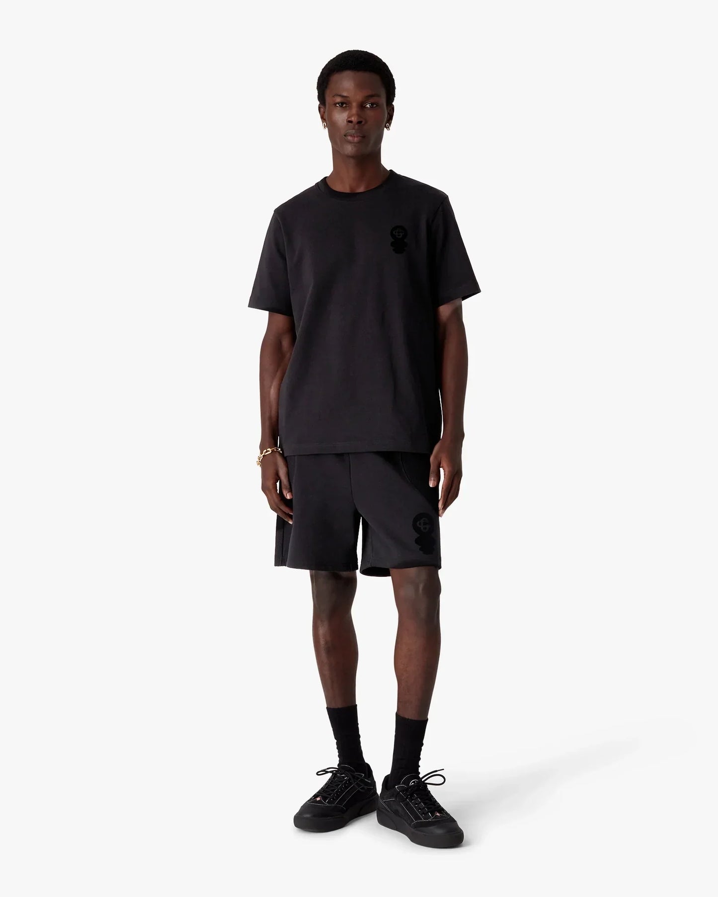 Black Squash Logo Flock Short Sleeve T-Shirt | Casablanca Paris | Image 2