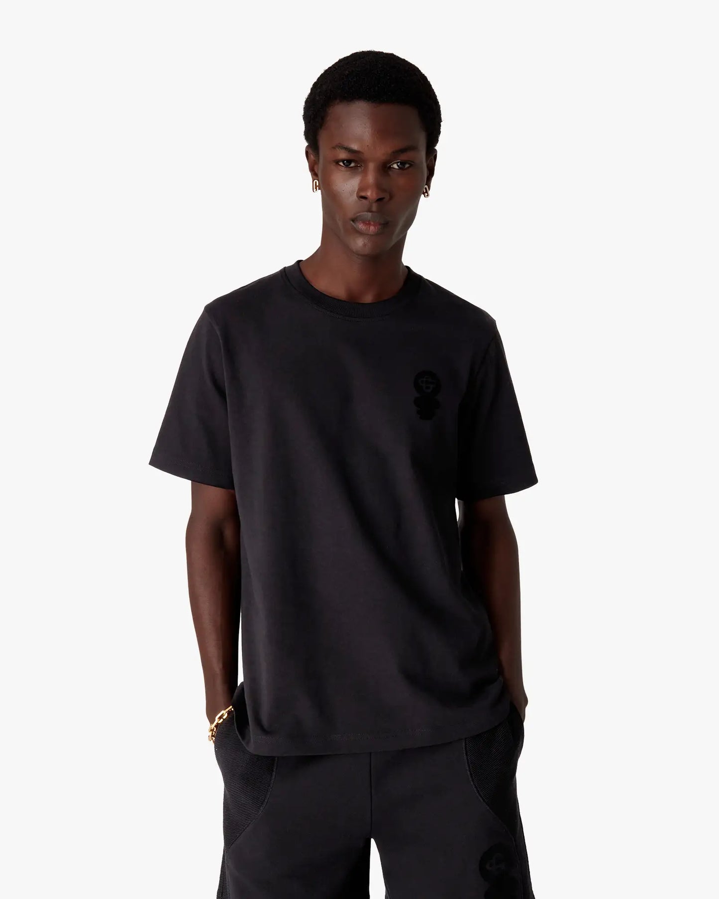 Black Squash Logo Flock Short Sleeve T-Shirt | Casablanca Paris | Image 4