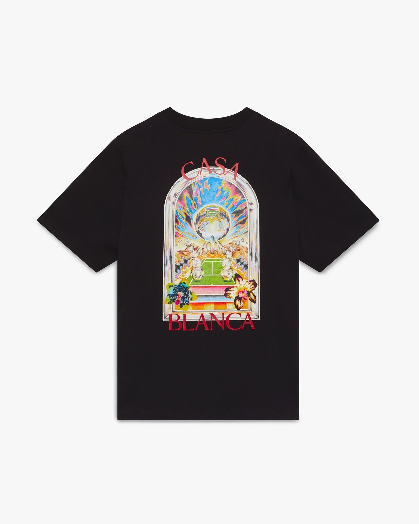 Black Tennis Landscape Short Sleeve T-Shirt | Casablanca Paris | Image 1