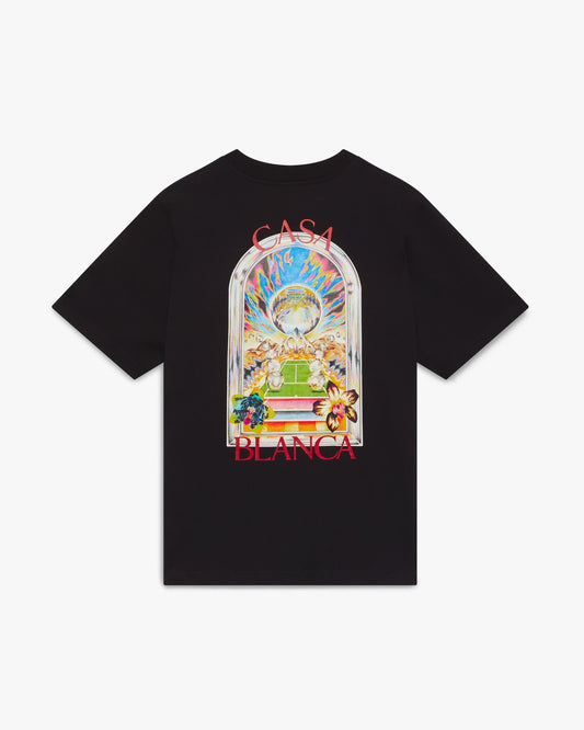 Black Tennis Landscape Short Sleeve T-Shirt | Casablanca Paris | Image 1