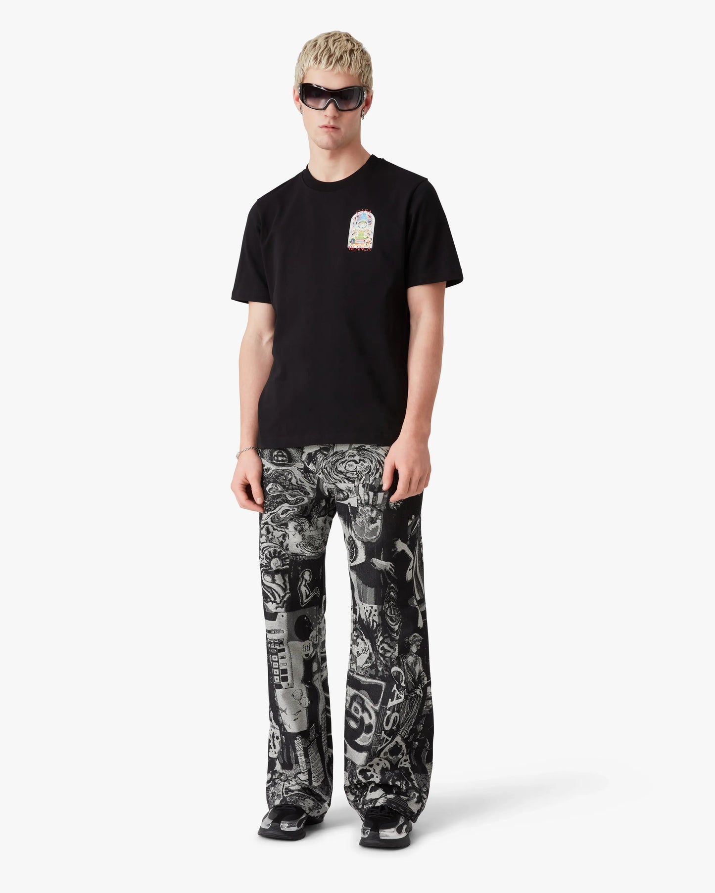 Black Tennis Landscape Short Sleeve T-Shirt | Casablanca Paris | Image 2