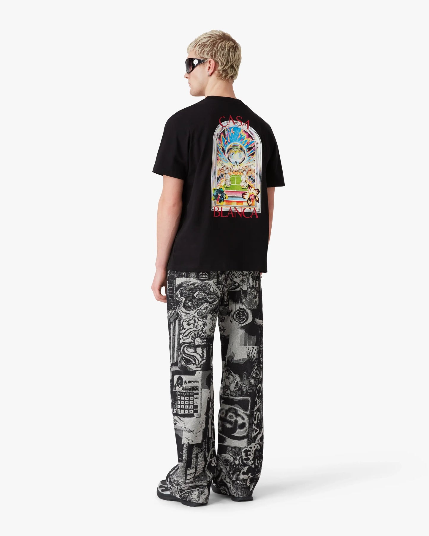 Black Tennis Landscape Short Sleeve T-Shirt | Casablanca Paris | Image 3