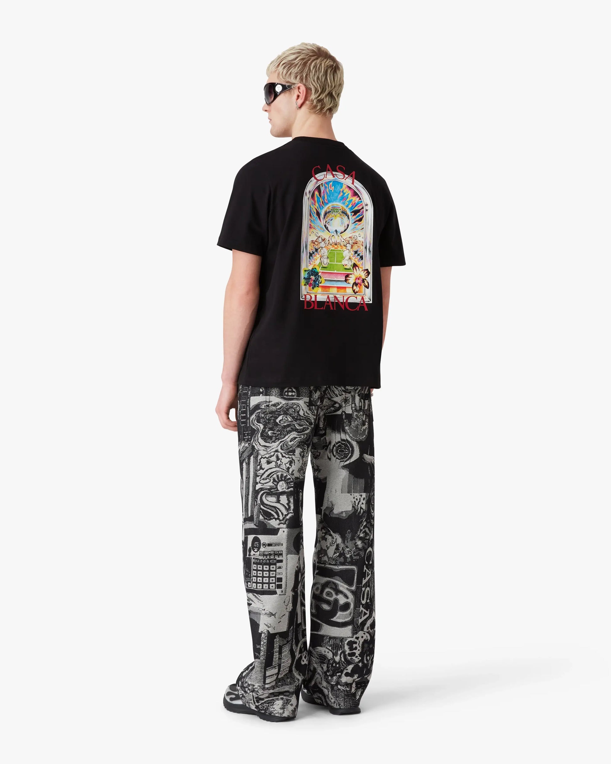 Black Tennis Landscape Short Sleeve T-Shirt | Casablanca Paris | Image 3