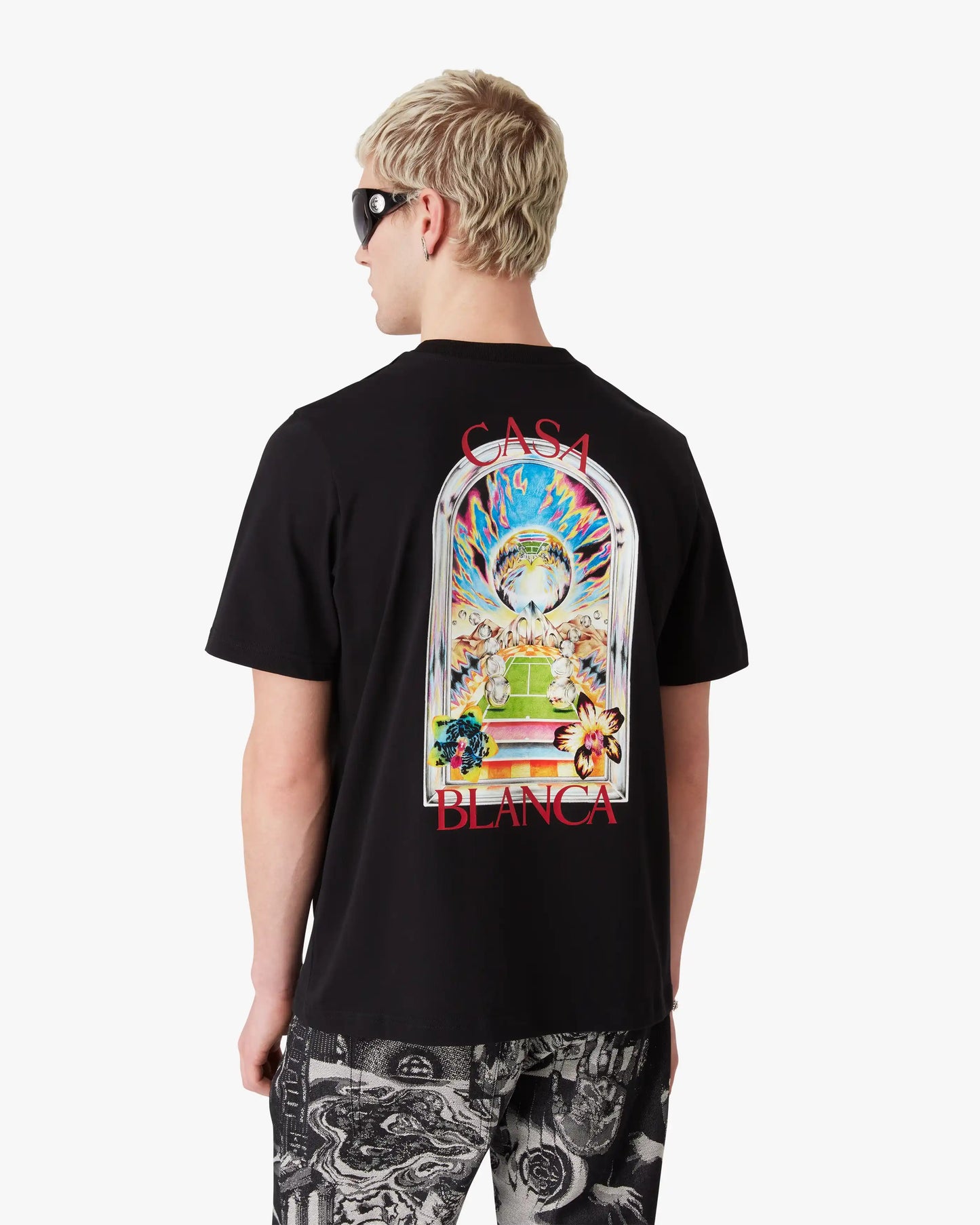 Black Tennis Landscape Short Sleeve T-Shirt | Casablanca Paris | Image 4