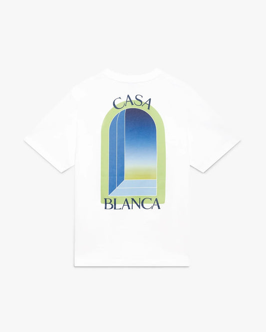White & Lime Arches Short Sleeve T-Shirt | Casablanca Paris | Image 1