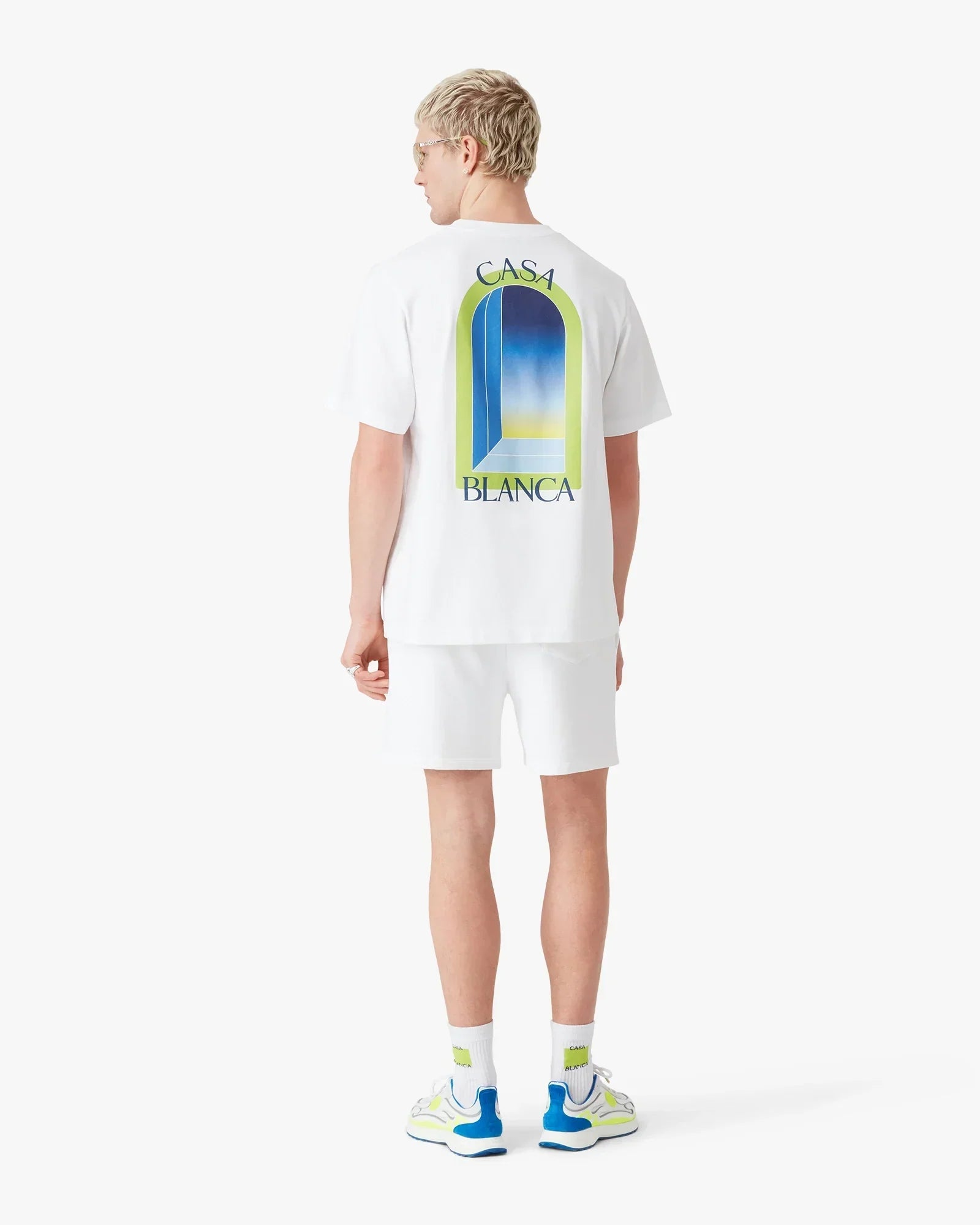 White & Lime Arches Short Sleeve T-Shirt | Casablanca Paris | Image 3