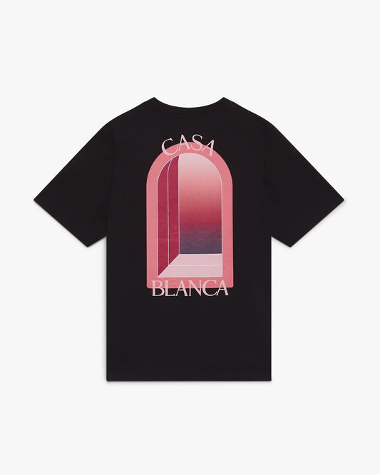 Black & Pink Arches Short Sleeve T-Shirt | Casablanca Paris | Image 1