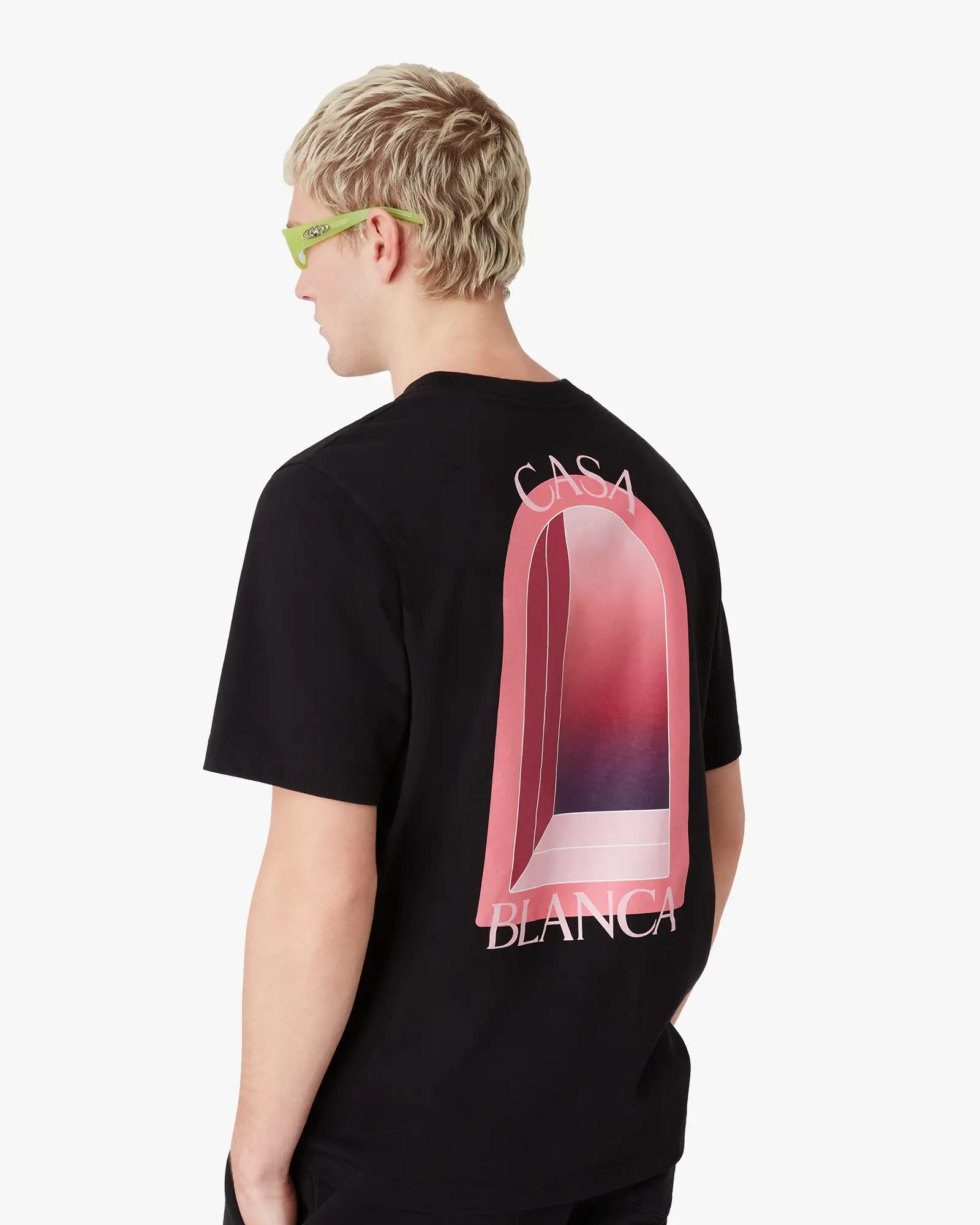 Black & Pink Arches Short Sleeve T-Shirt | Casablanca Paris | Image 4