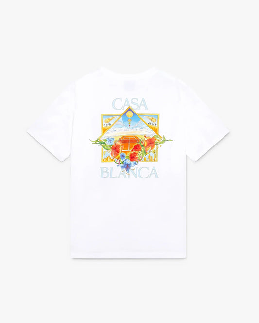 White Flower Court Icon Short Sleeve T-Shirt | Casablanca Paris | Image 1