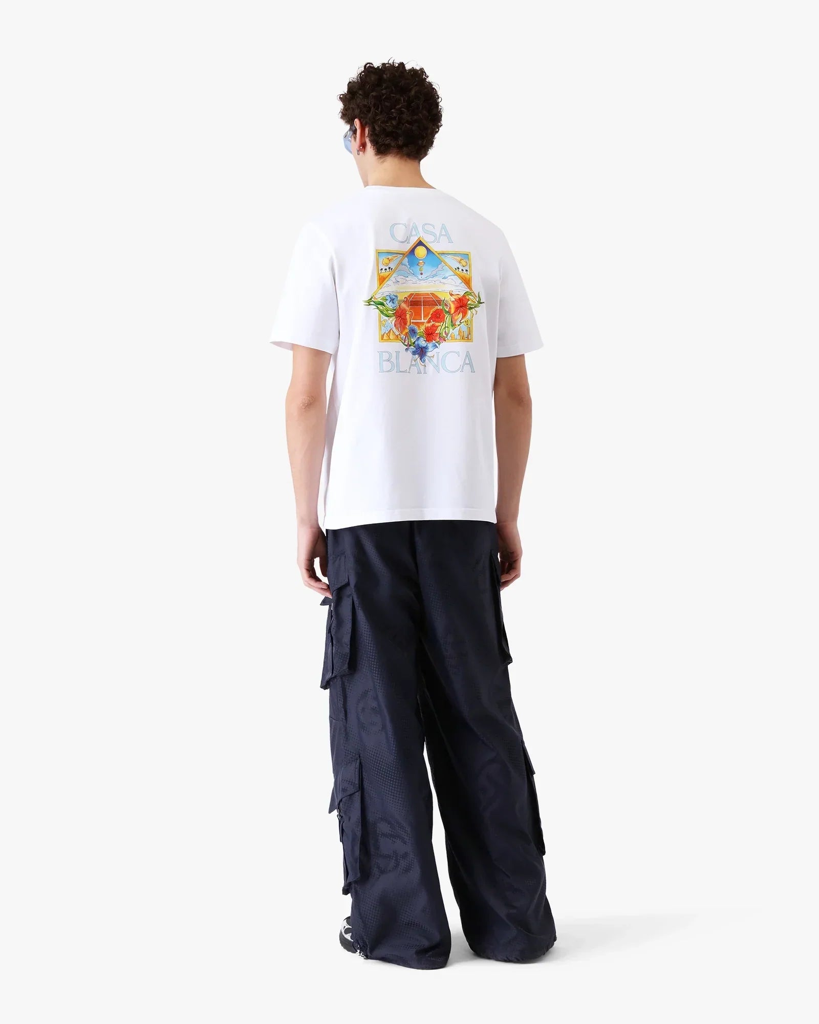 White Flower Court Icon Short Sleeve T-Shirt | Casablanca Paris | Image 2
