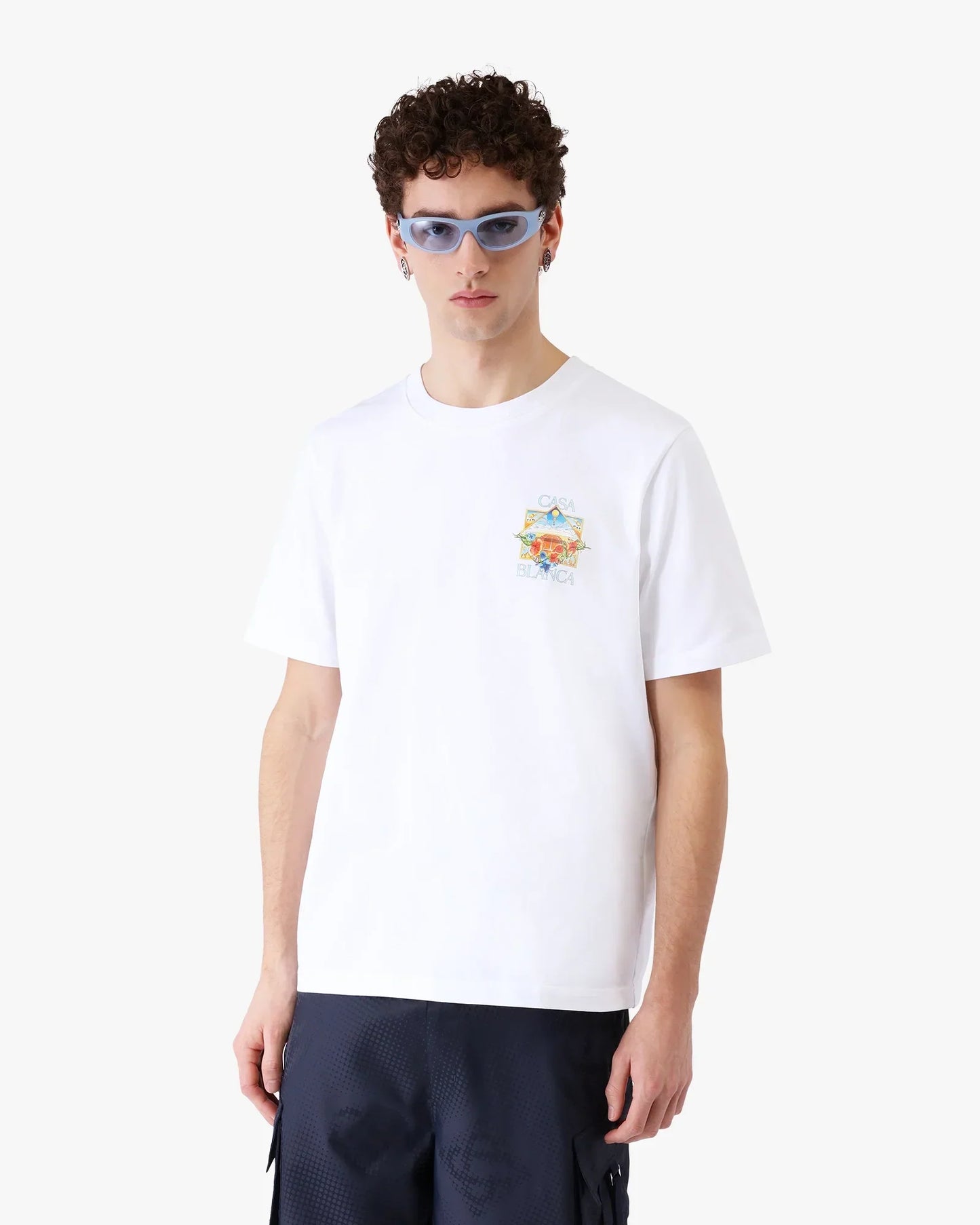 White Flower Court Icon Short Sleeve T-Shirt | Casablanca Paris | Image 4