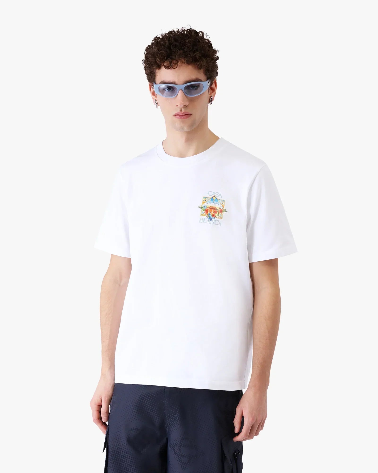 White Flower Court Icon Short Sleeve T-Shirt | Casablanca Paris | Image 4
